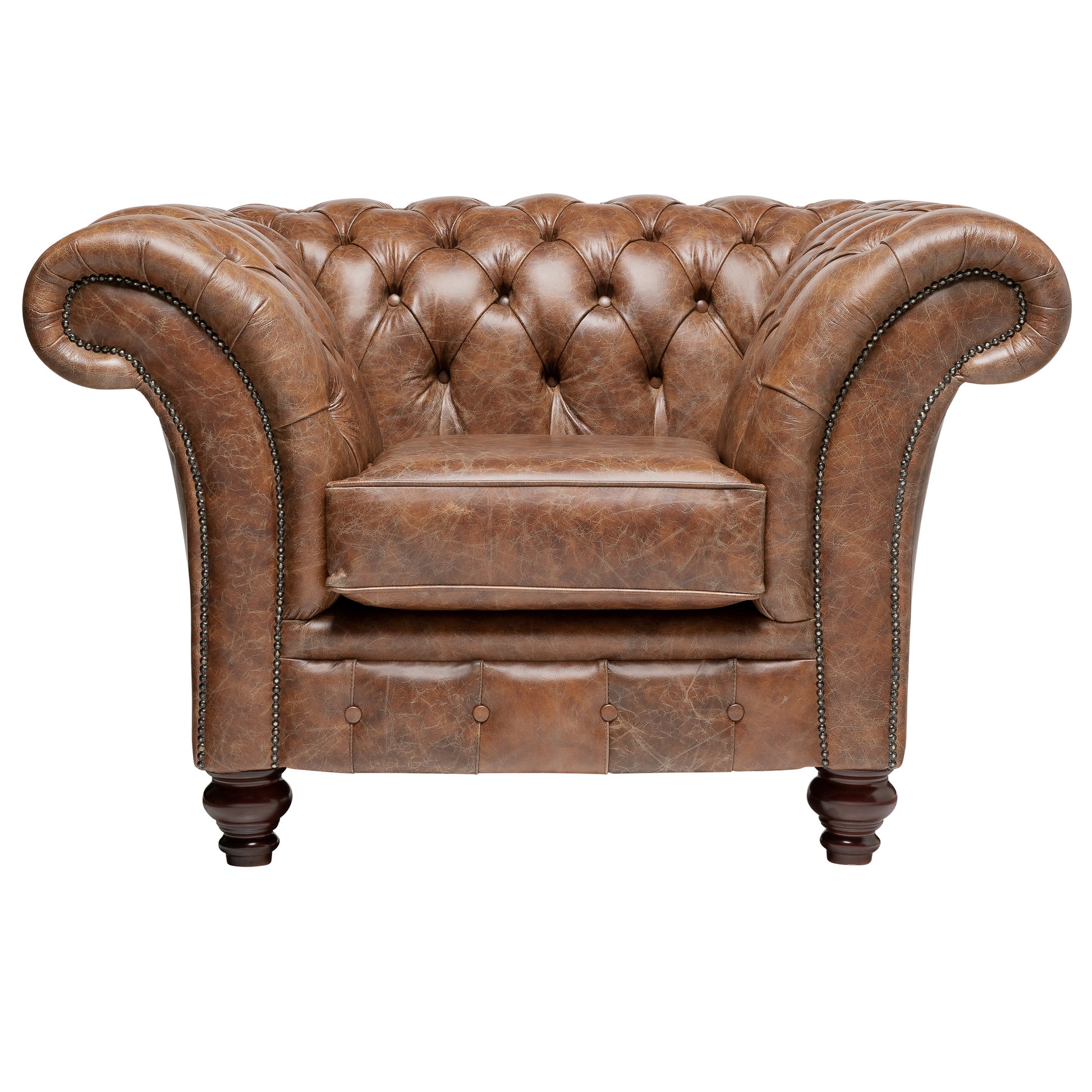 Milano Chesterfield Club Chair Vintage Cognac Leather