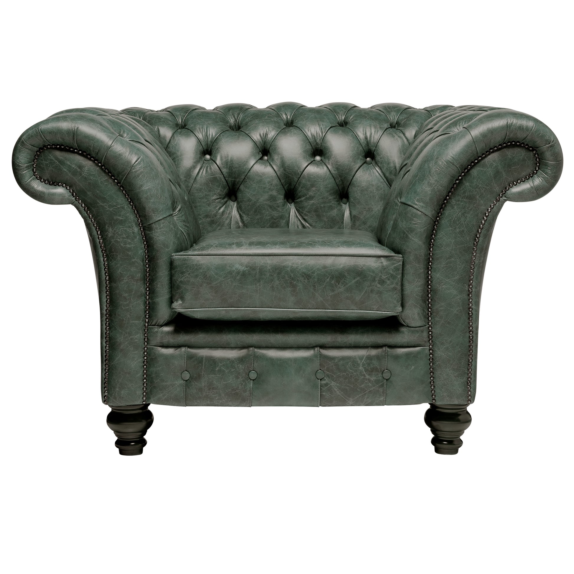 Milano Chesterfield Club Chair Vintage Green Leather