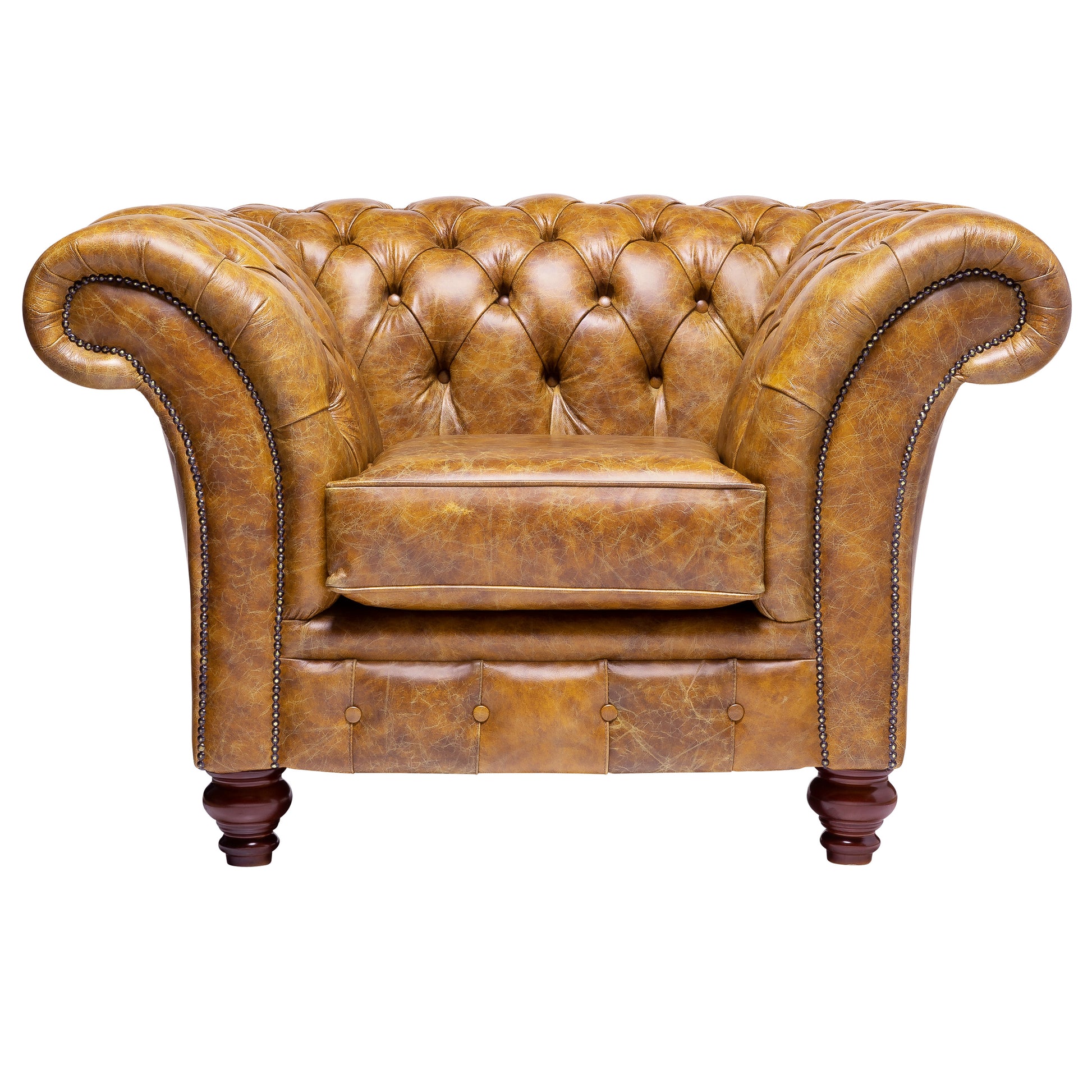 Milano Chesterfield Club Chair Vintage Mustard Leather