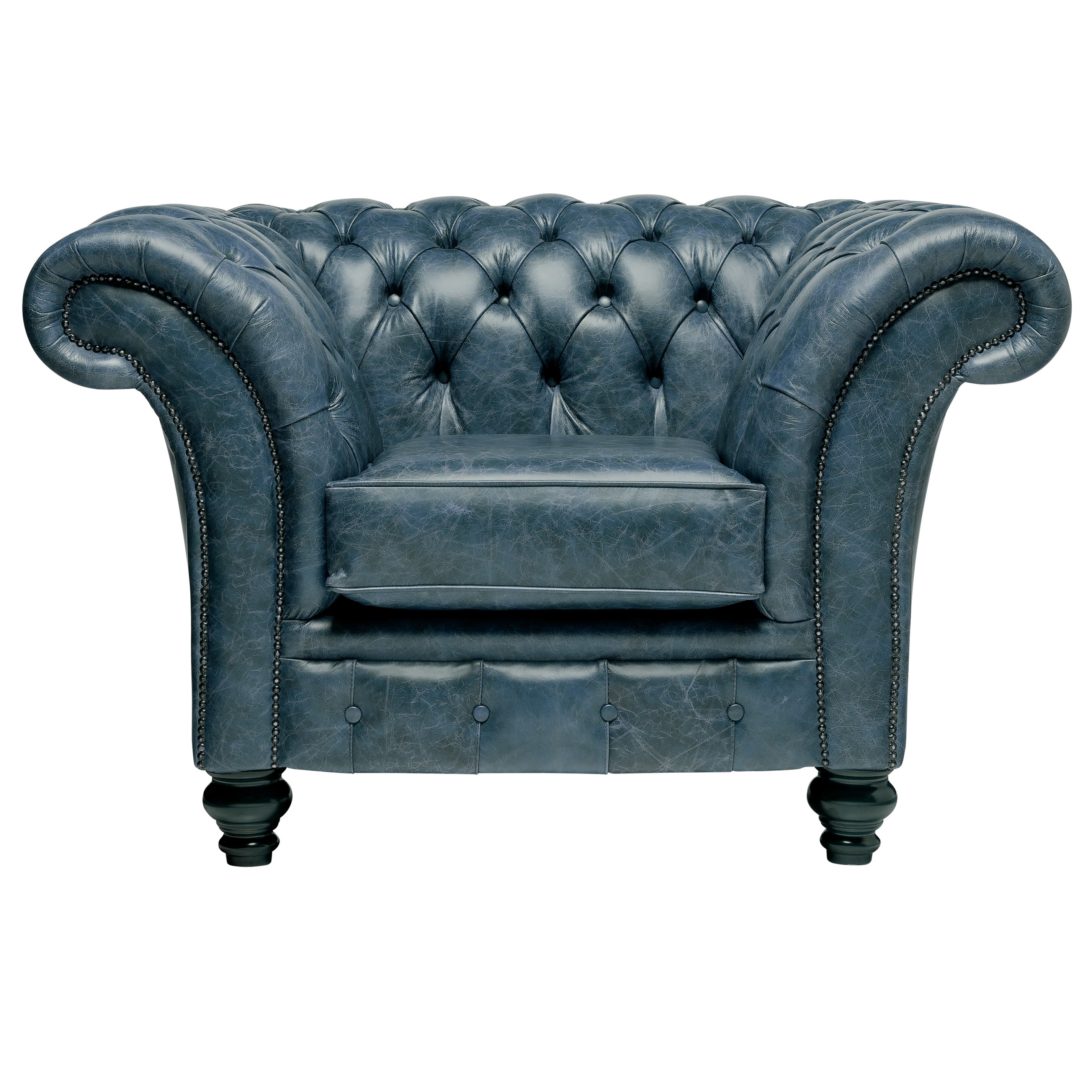 Milano Chesterfield Club Chair Vintage Ocean Leather