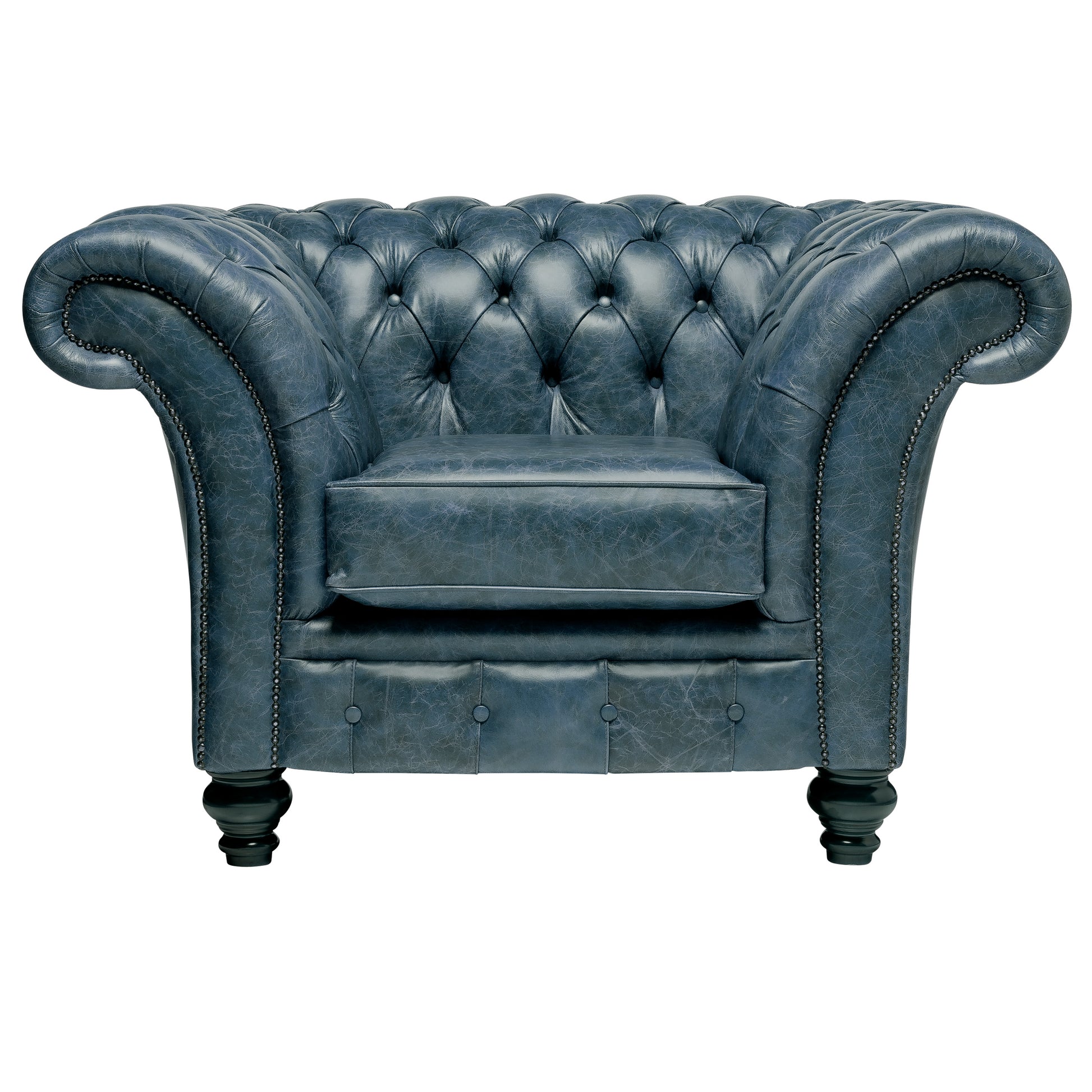 Milano Chesterfield Club Chair Vintage Ocean Leather