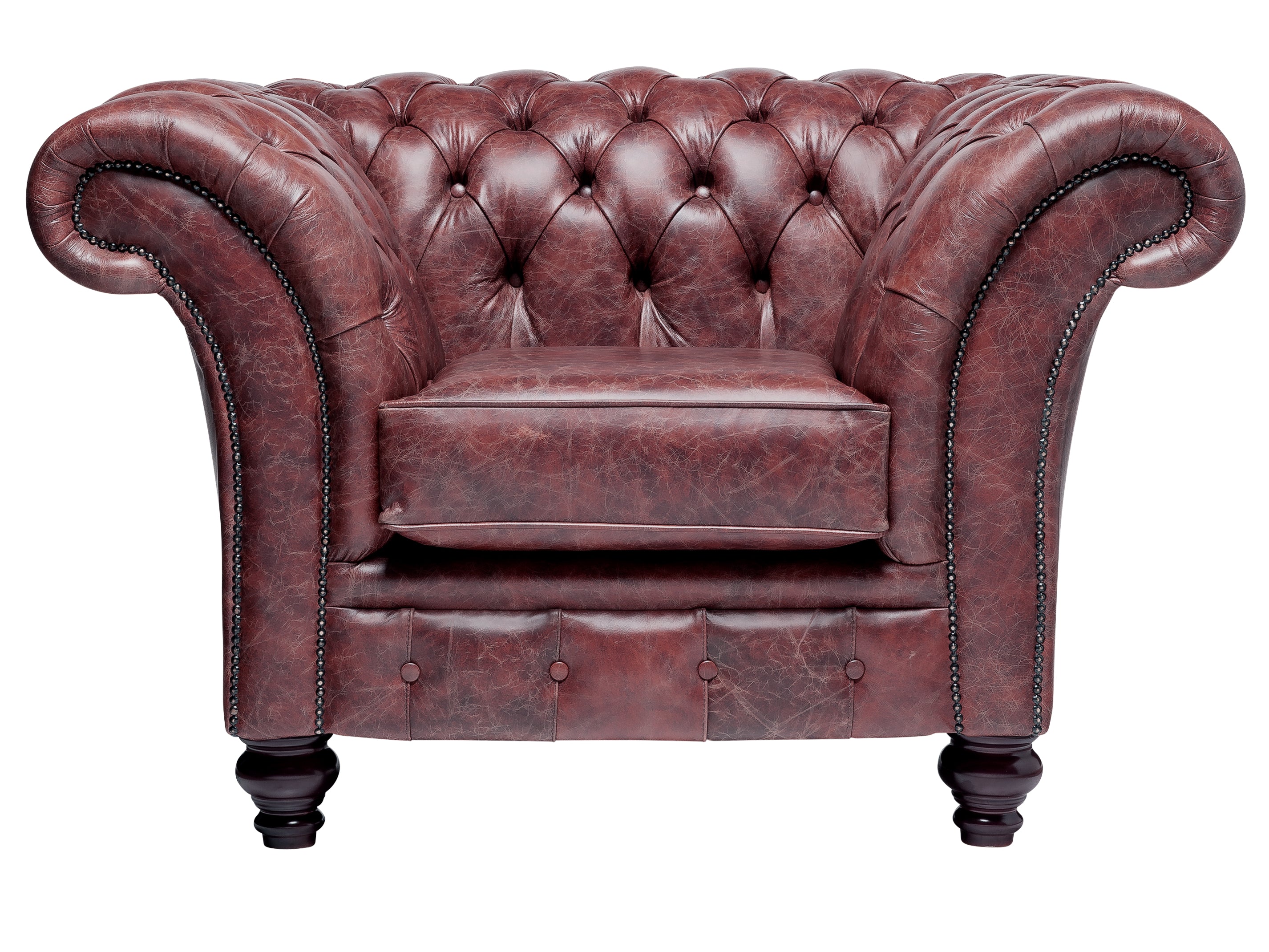 Milano Chesterfield Club Chair Vintage Oxblood Leather