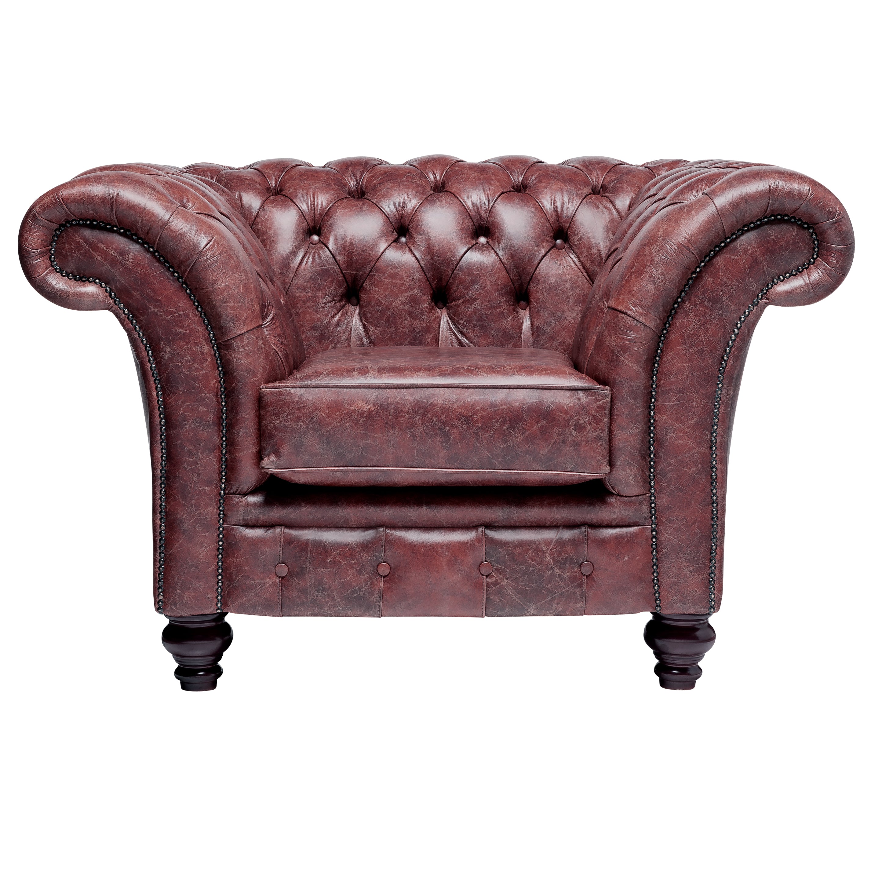 Milano Chesterfield Club Chair Vintage Oxblood Leather