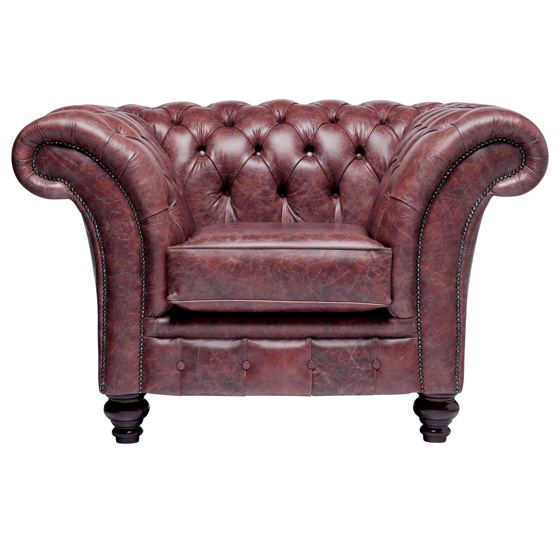 Milano Chesterfield Club Chair Vintage Oxblood Leather