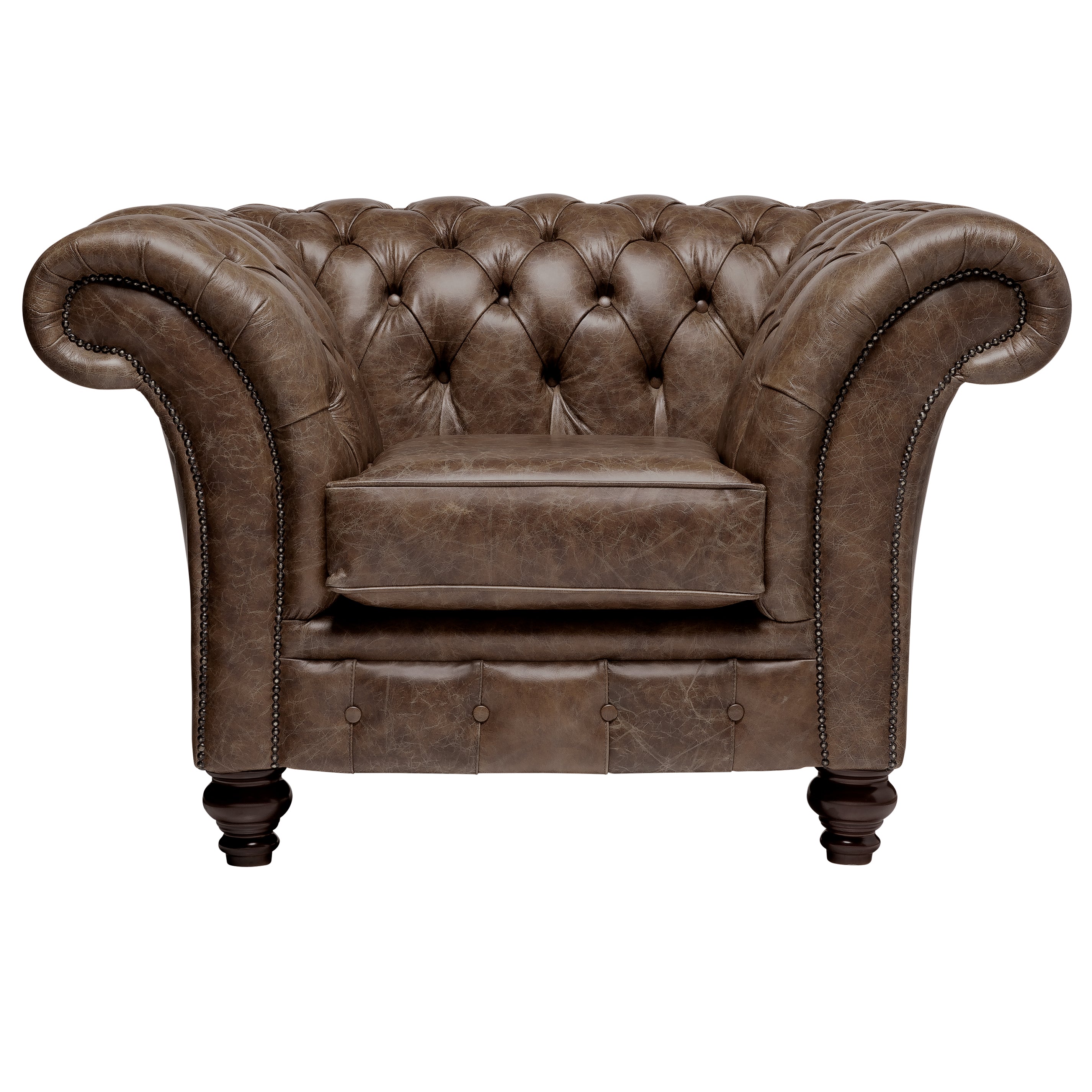 Milano Chesterfield Club Chair Vintage Truffle Leather