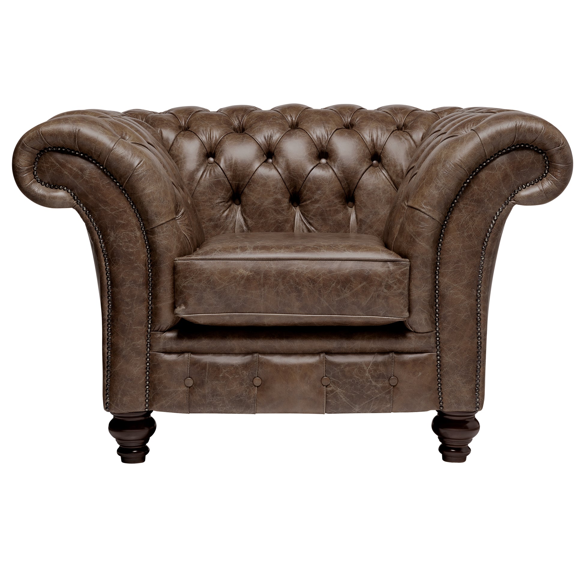 Milano Chesterfield Club Chair Vintage Truffle Leather