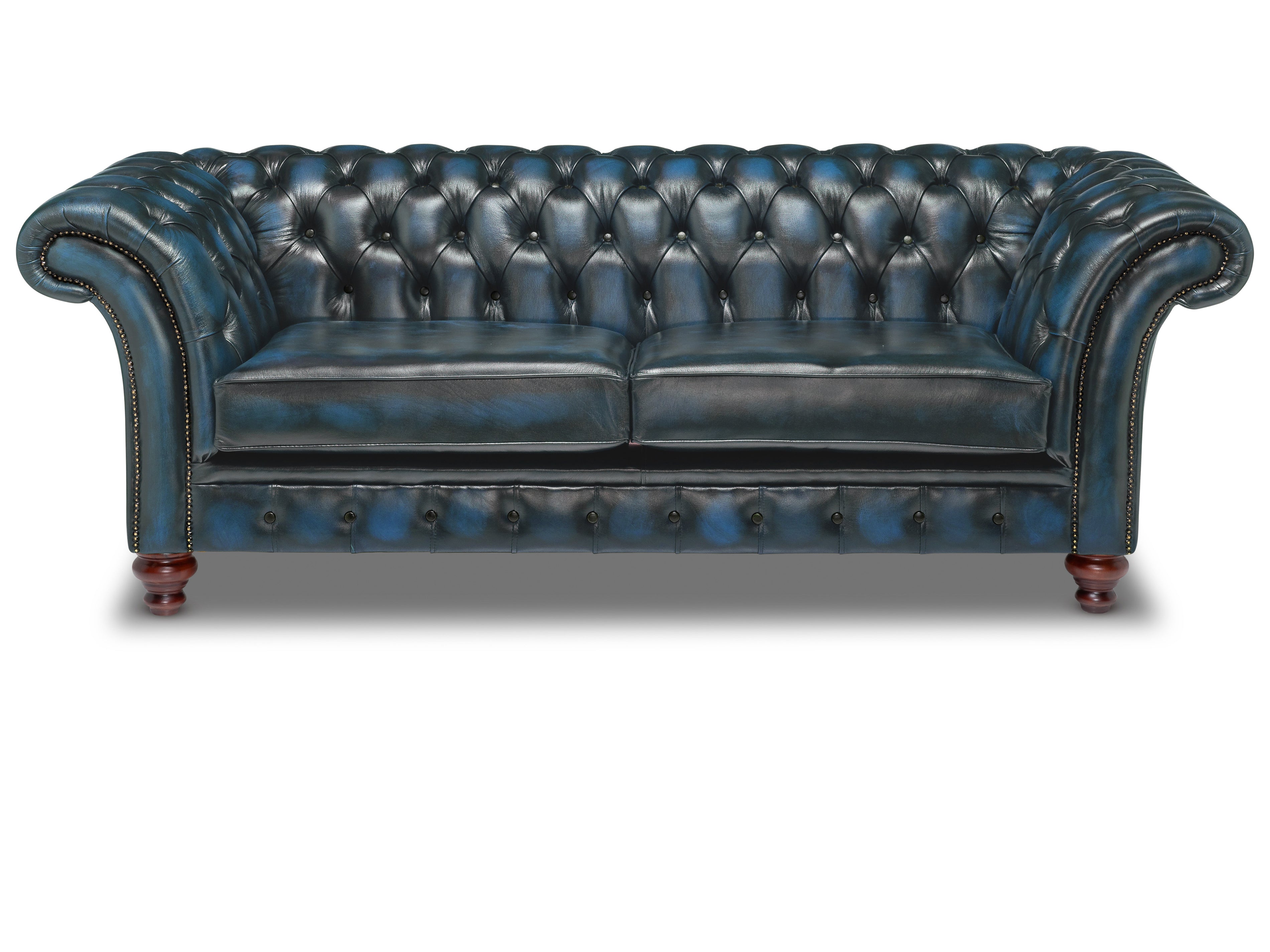 Milano Chesterfield Sofa Antique Blue Leather