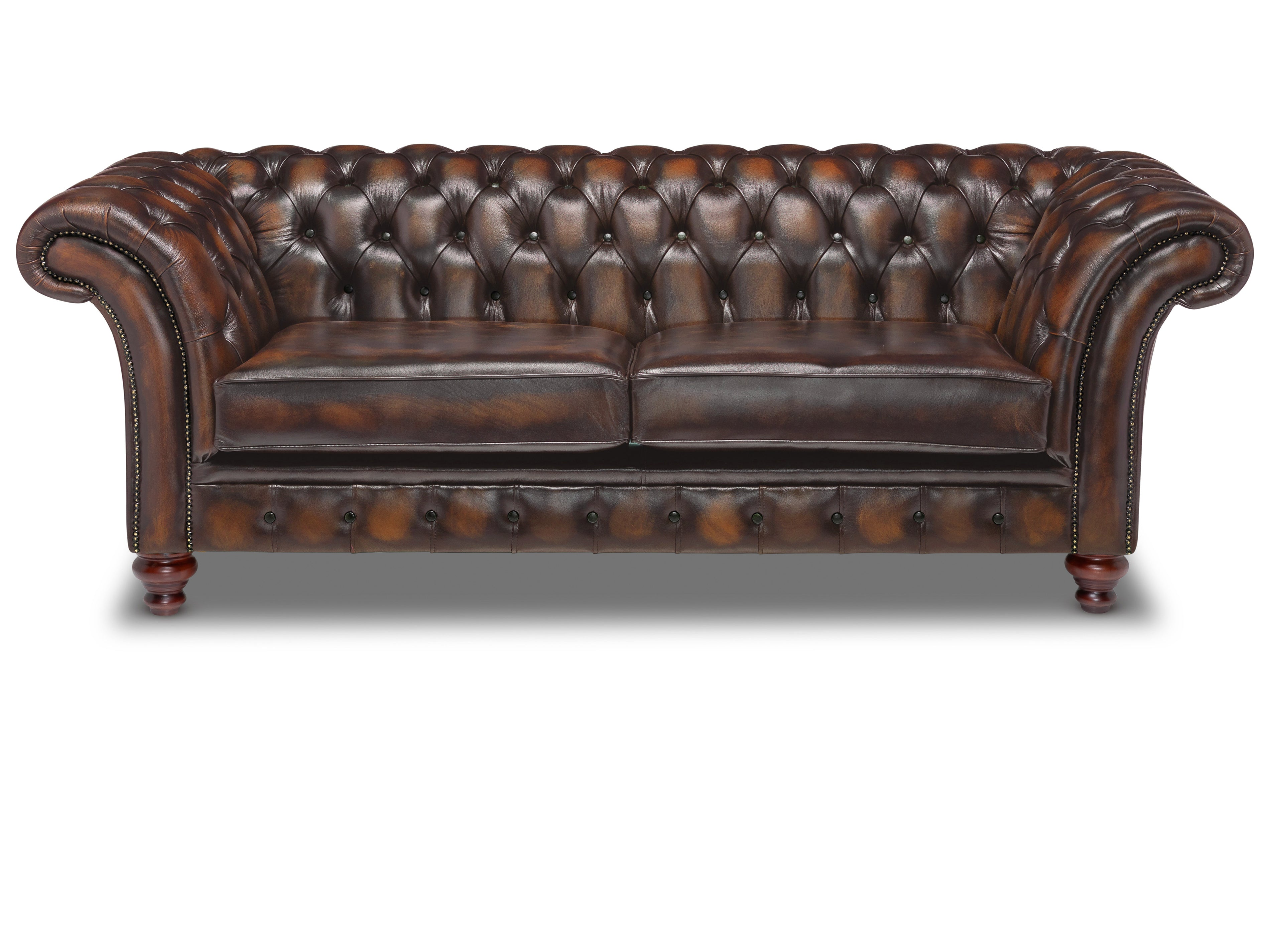 Milano Chesterfield Sofa Antique Brown Leather