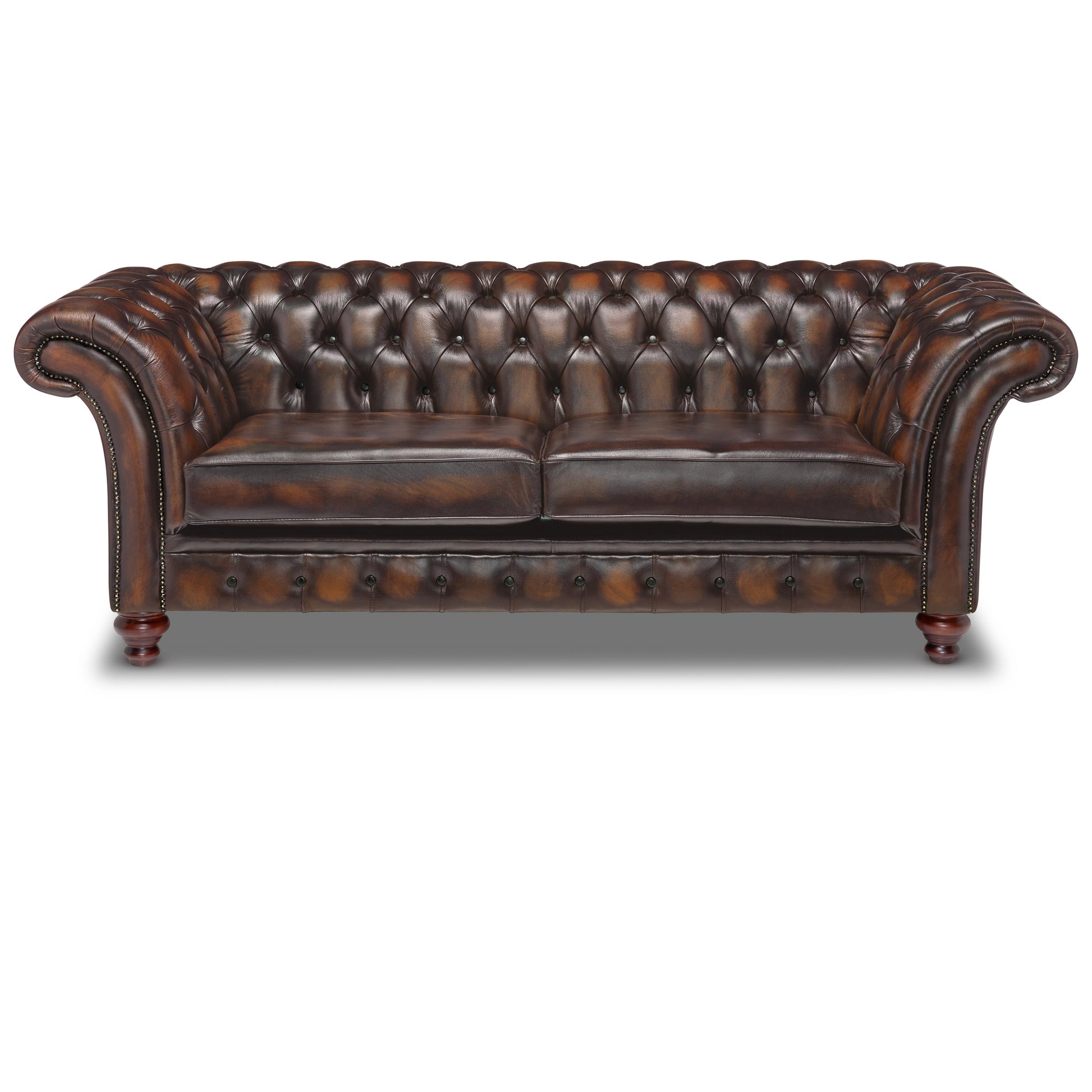 Milano Chesterfield Sofa Antique Brown Leather