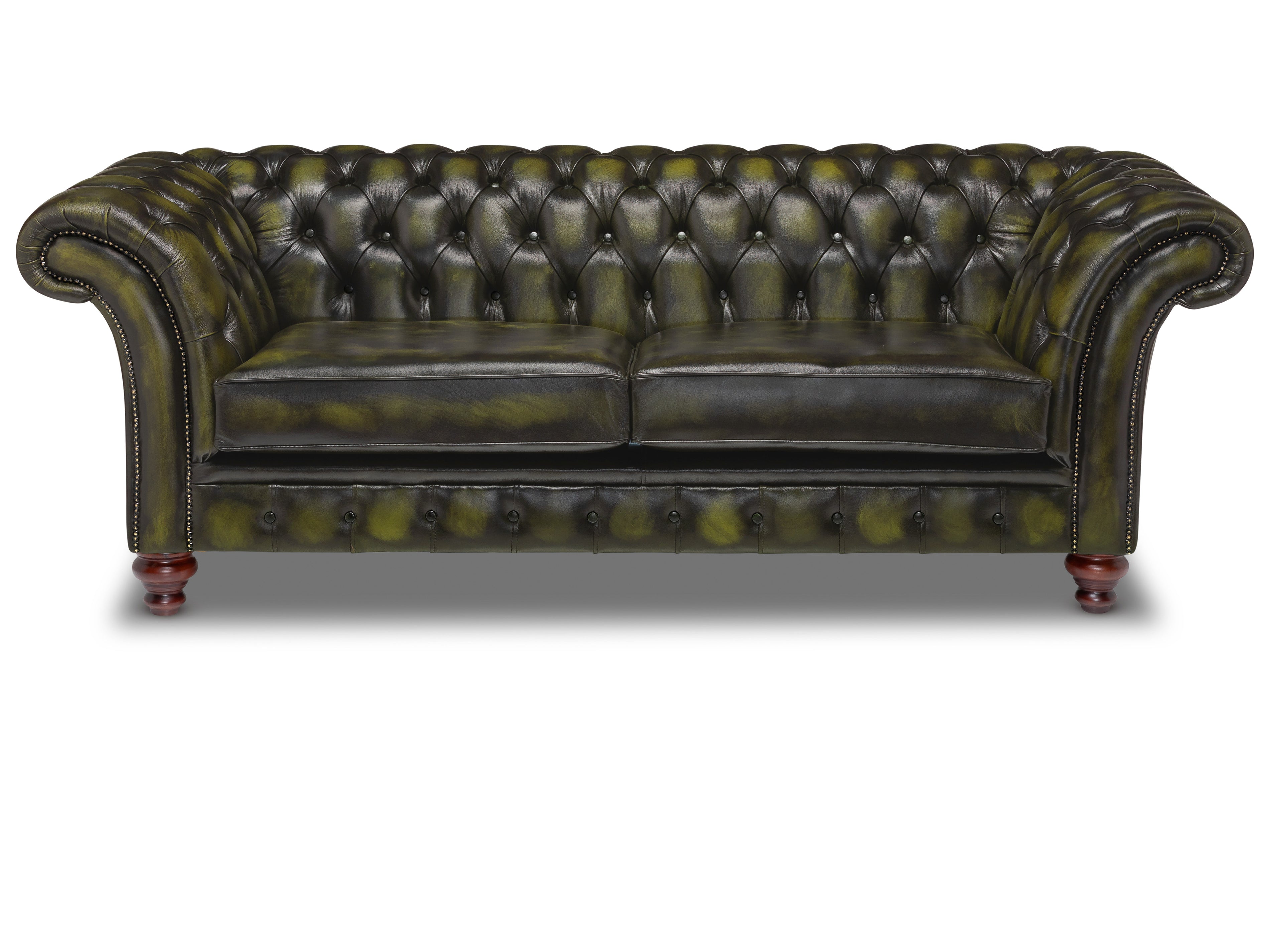 Milano Chesterfield Sofa Antique Green Leather