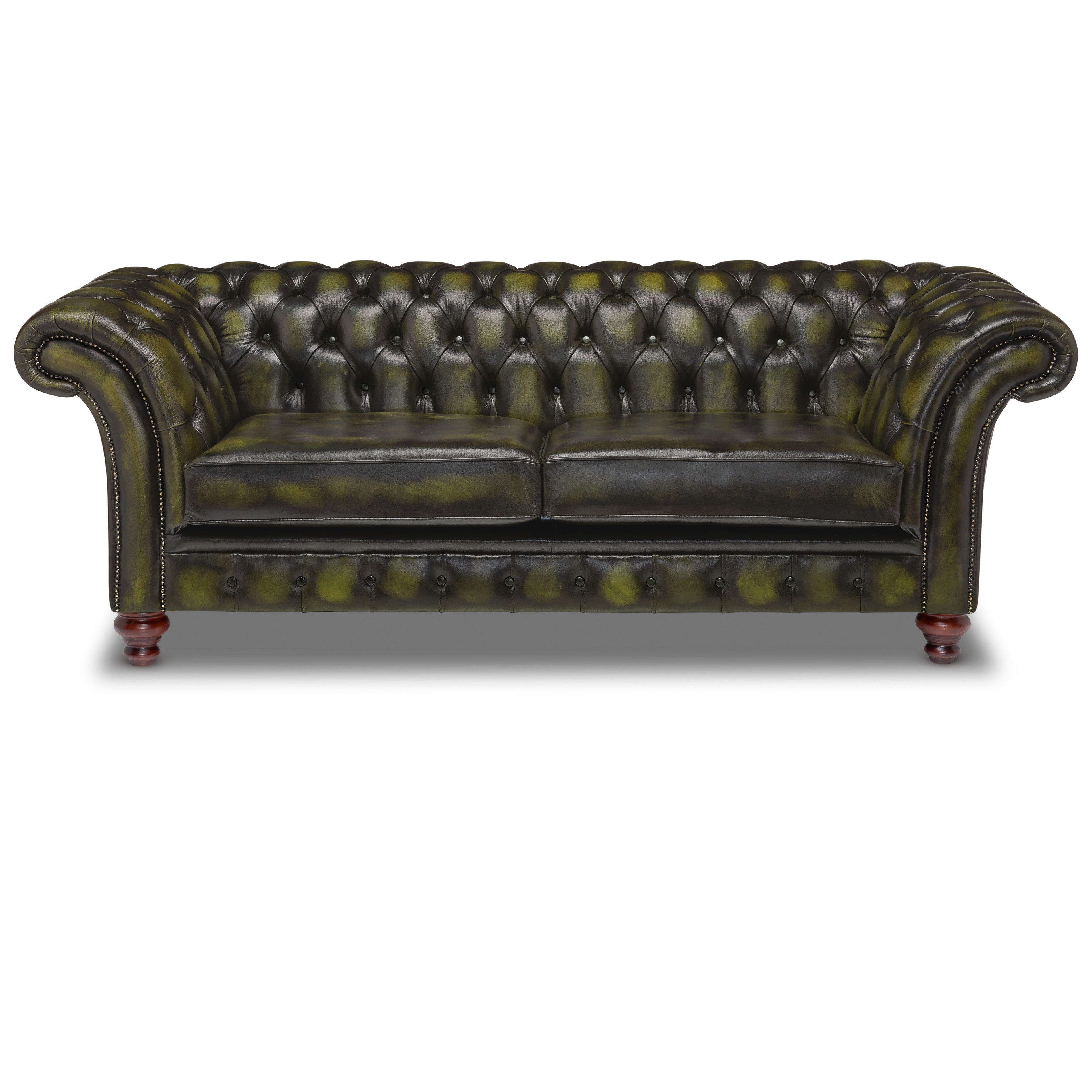 Milano Chesterfield Sofa Antique Green Leather