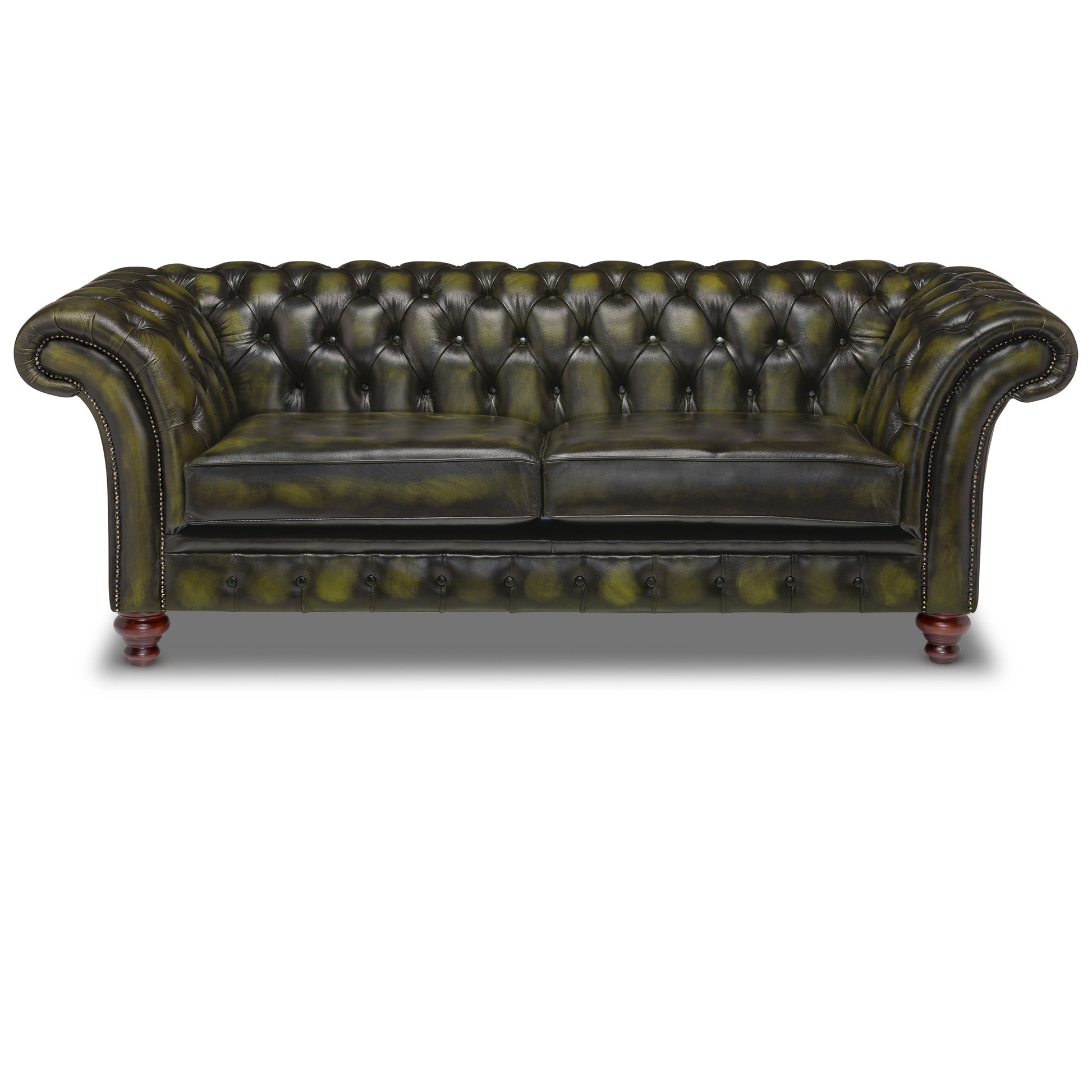 Milano Chesterfield Sofa Antique Green Leather