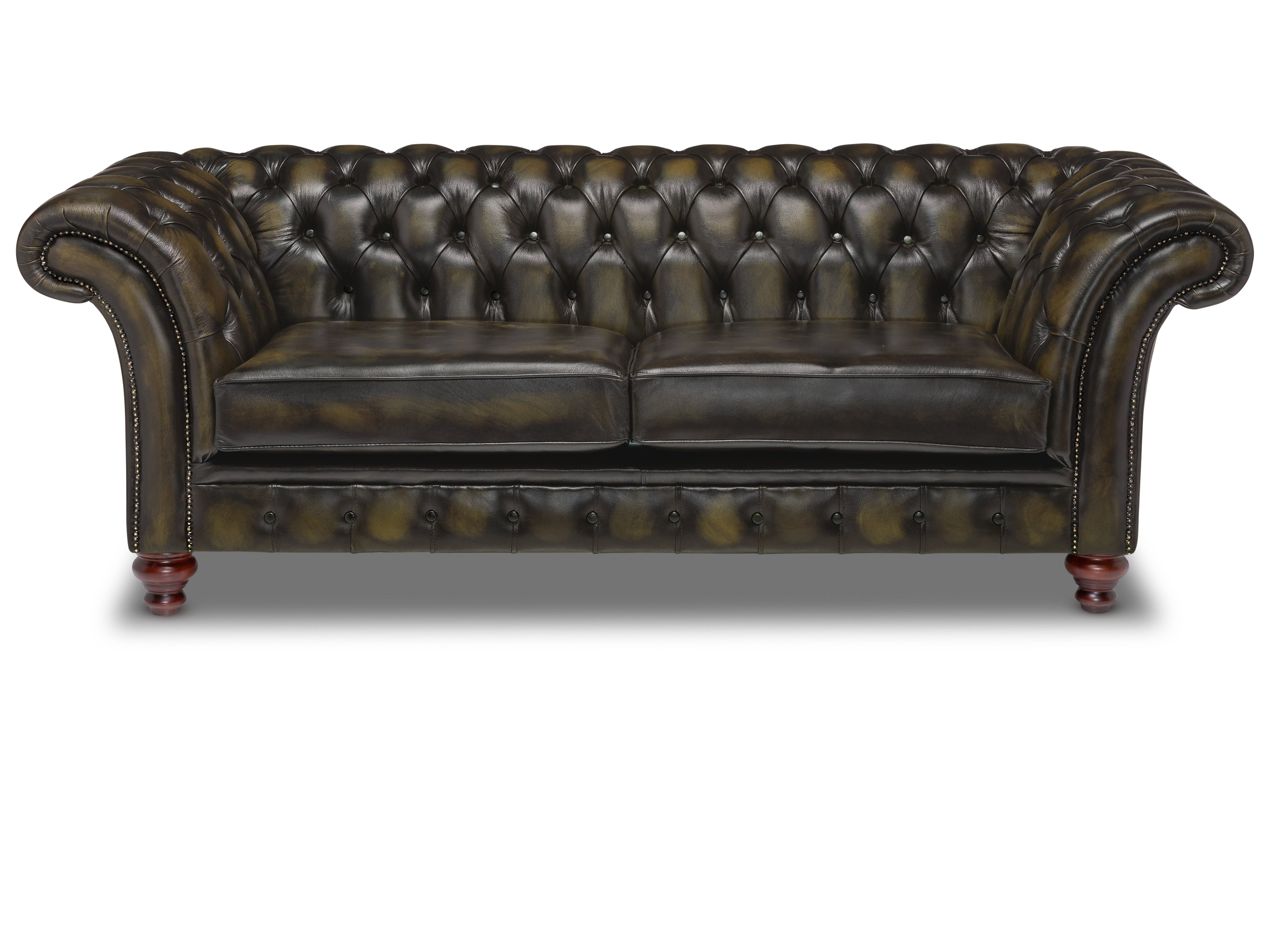 Milano Chesterfield Sofa Antique Olive Leather
