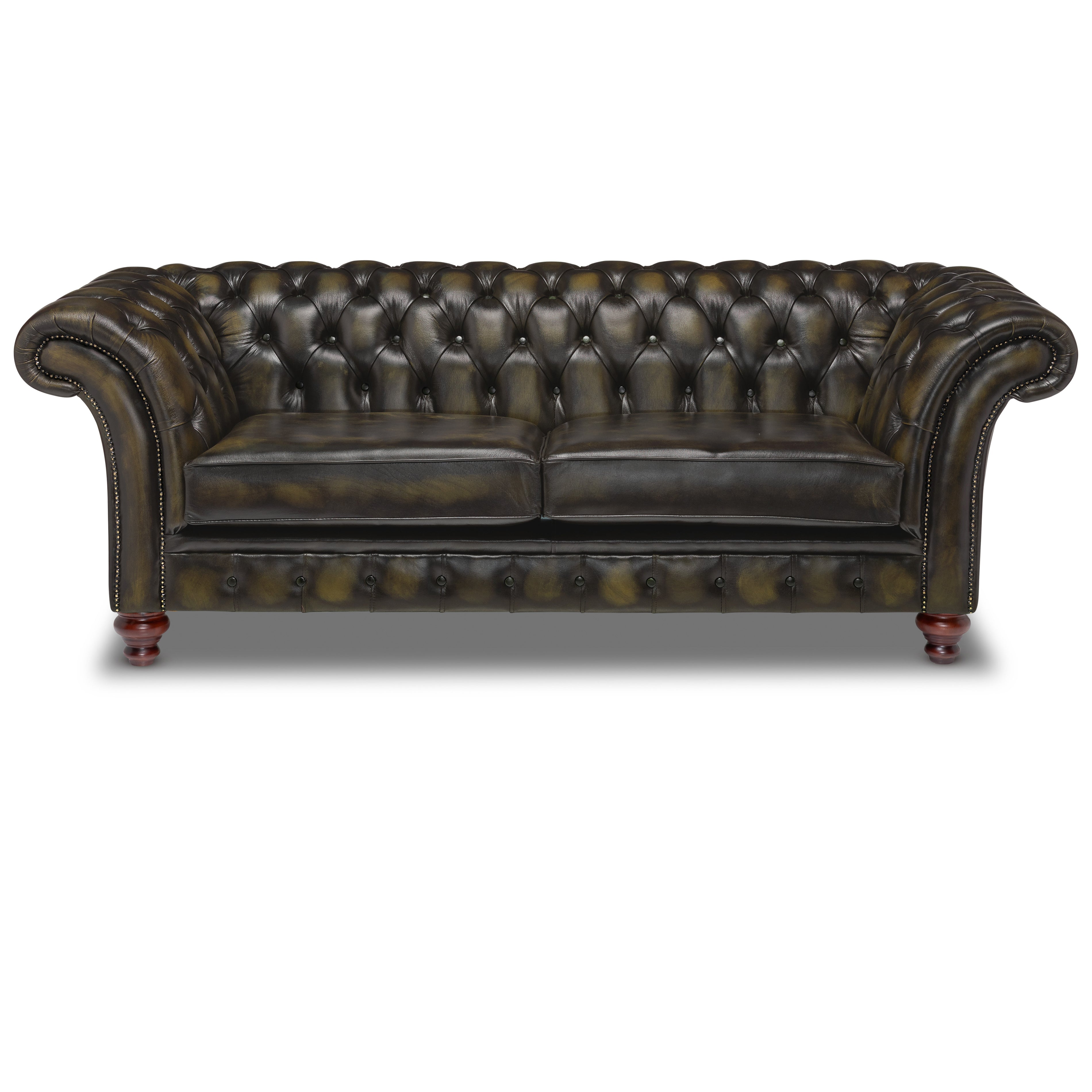 Milano Chesterfield Sofa Antique Olive Leather