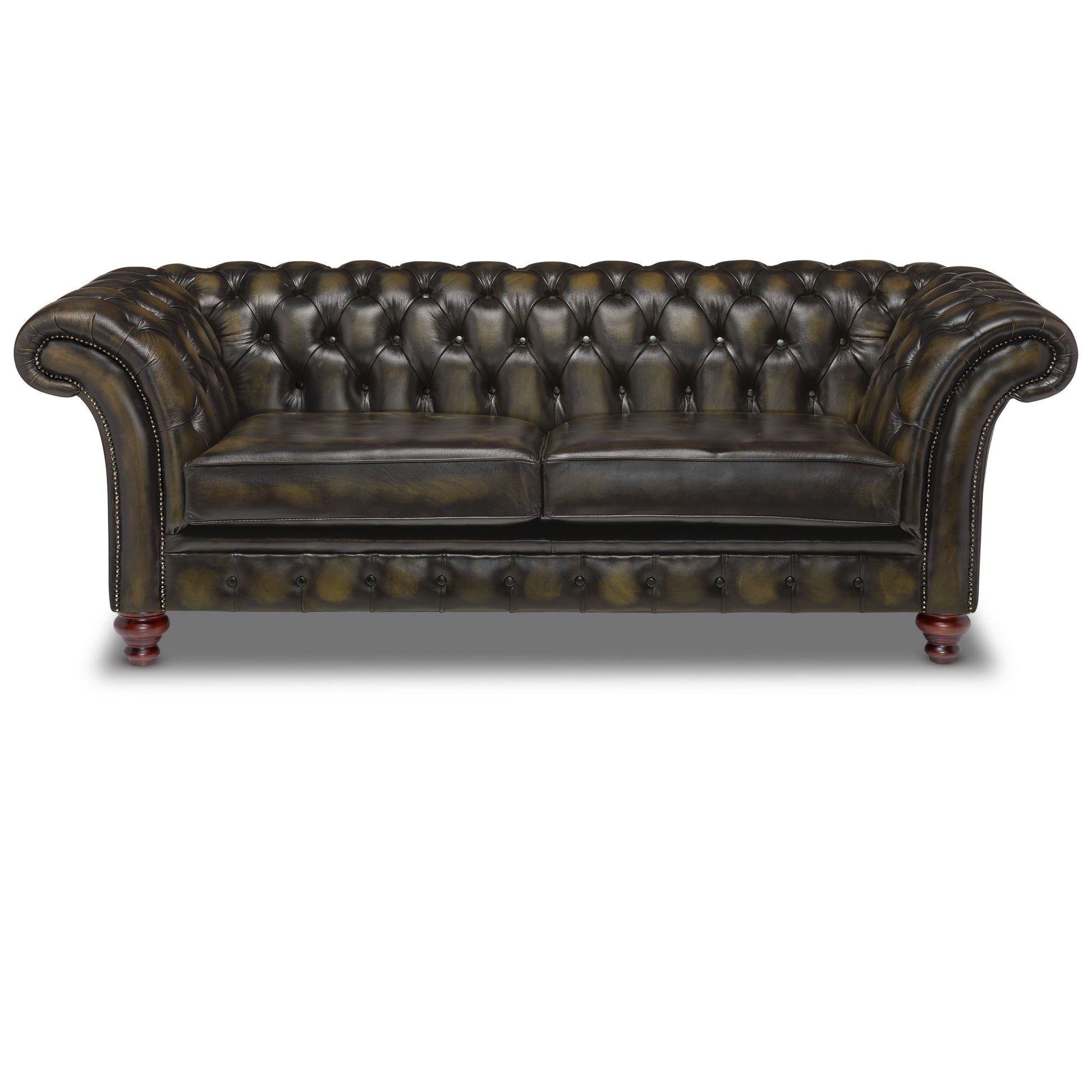 Milano Chesterfield Sofa Antique Olive Leather