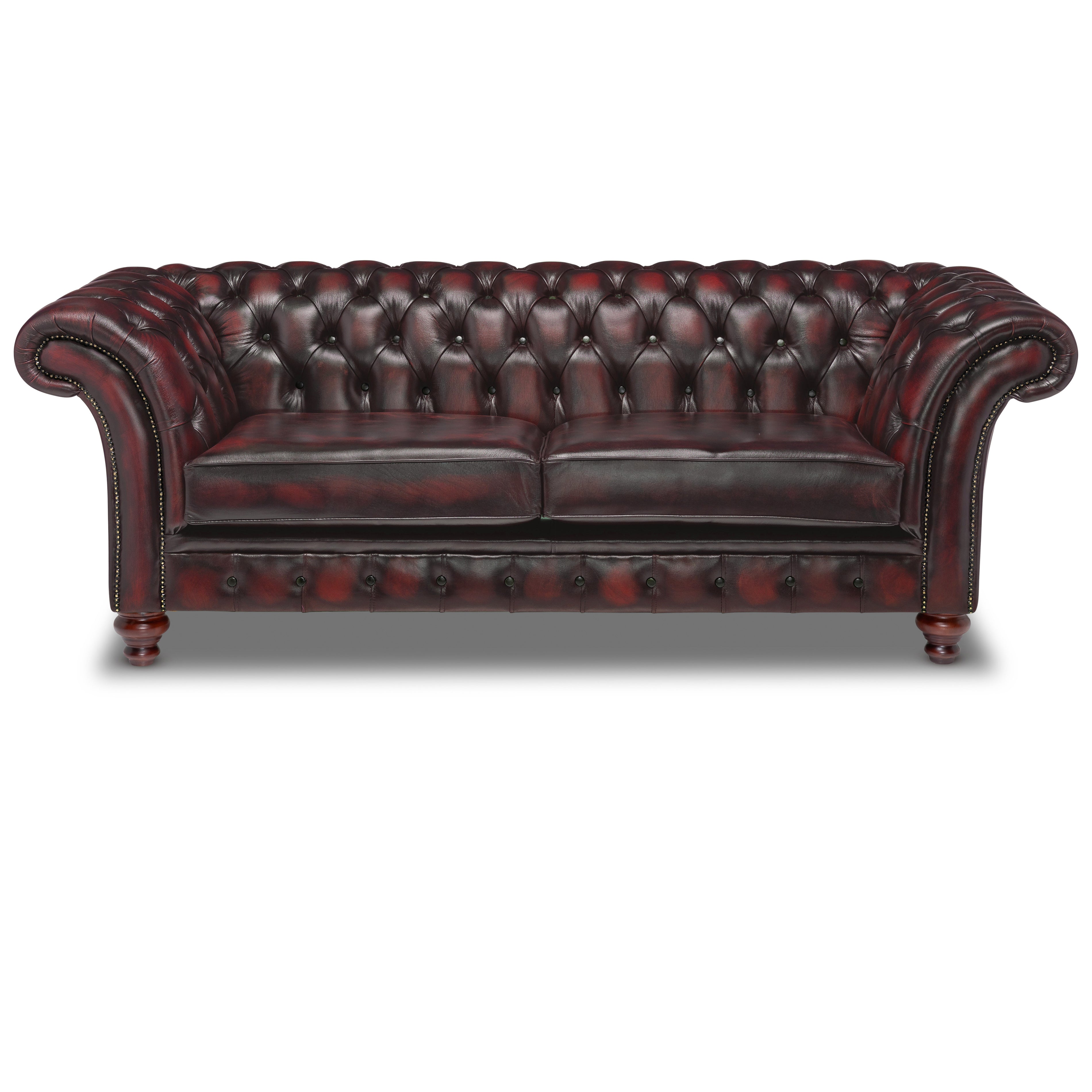 Milano Chesterfield Sofa Antique Wine Leather