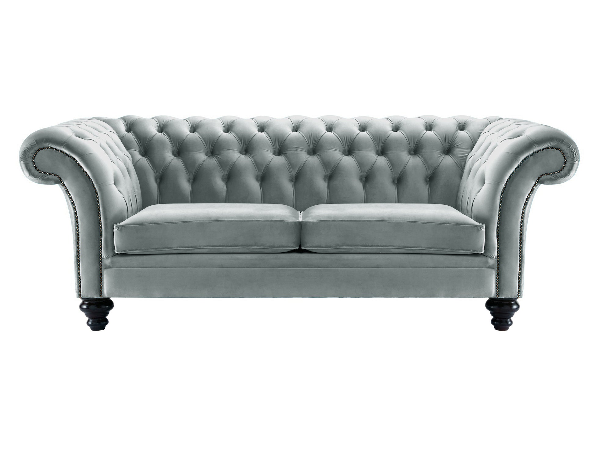 Milano Chesterfield Sofa Boutique Silver Velvet