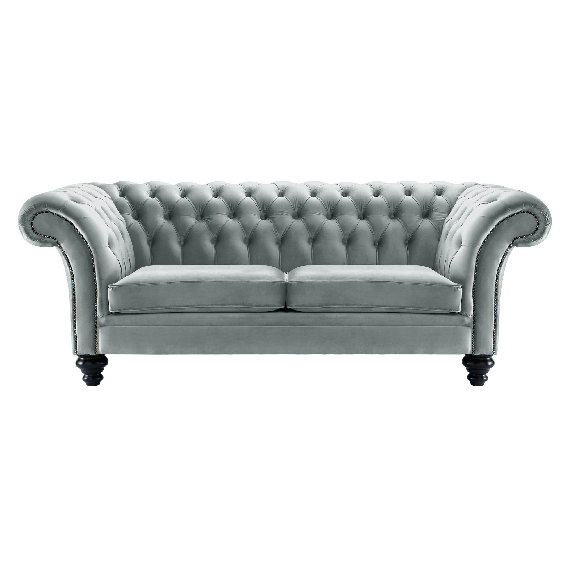Milano Chesterfield Sofa Boutique Silver Velvet