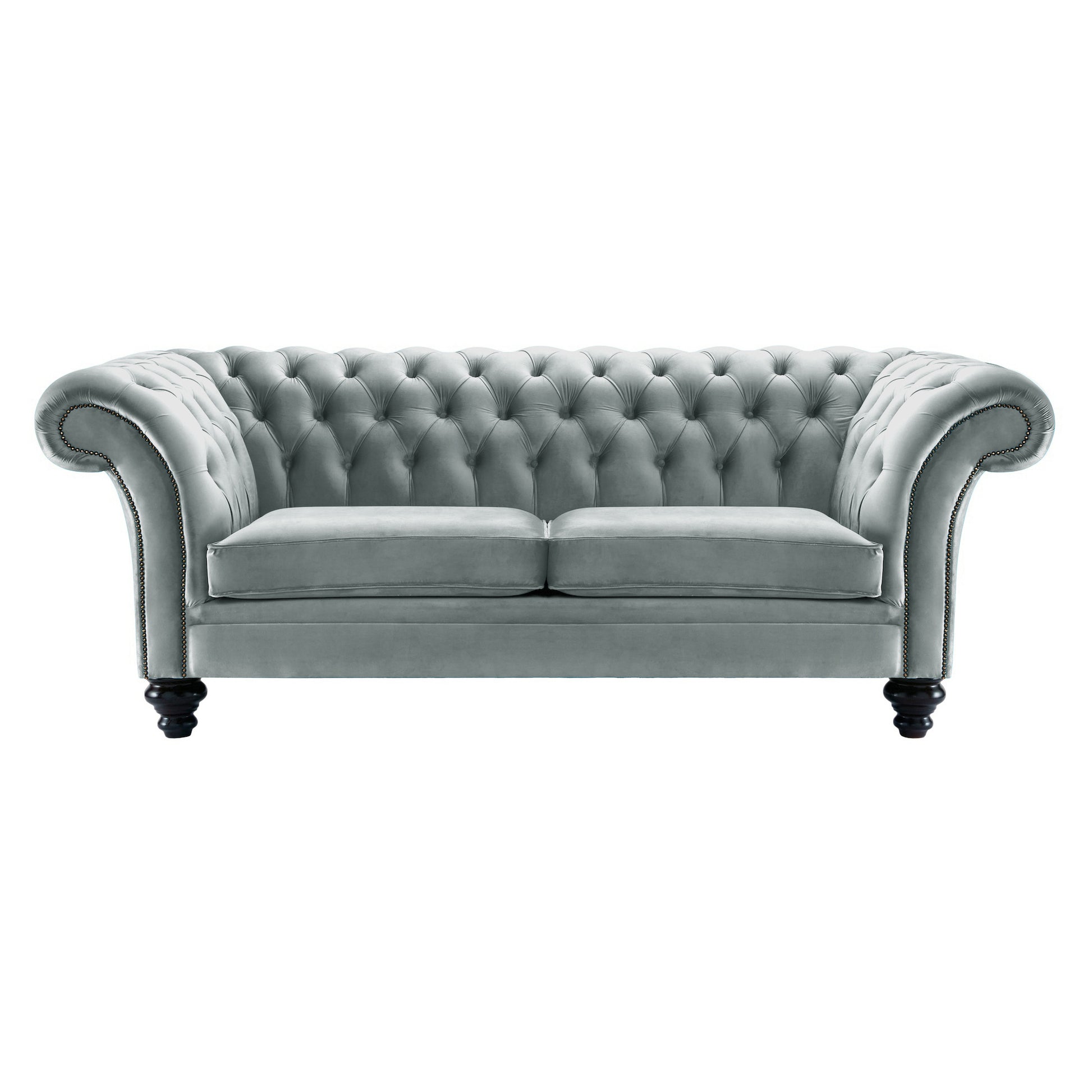 Milano Chesterfield Sofa Boutique Silver Velvet