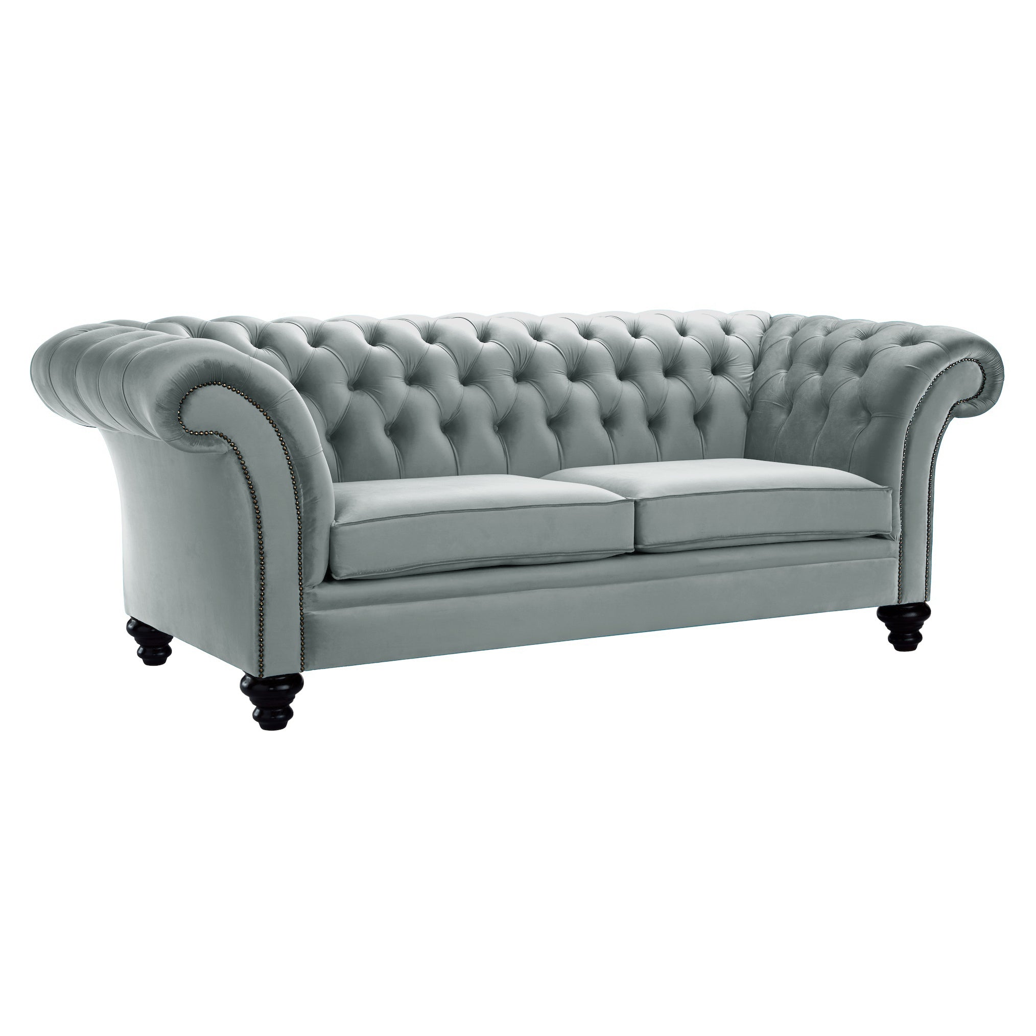Milano Chesterfield Sofa Boutique Silver Velvet