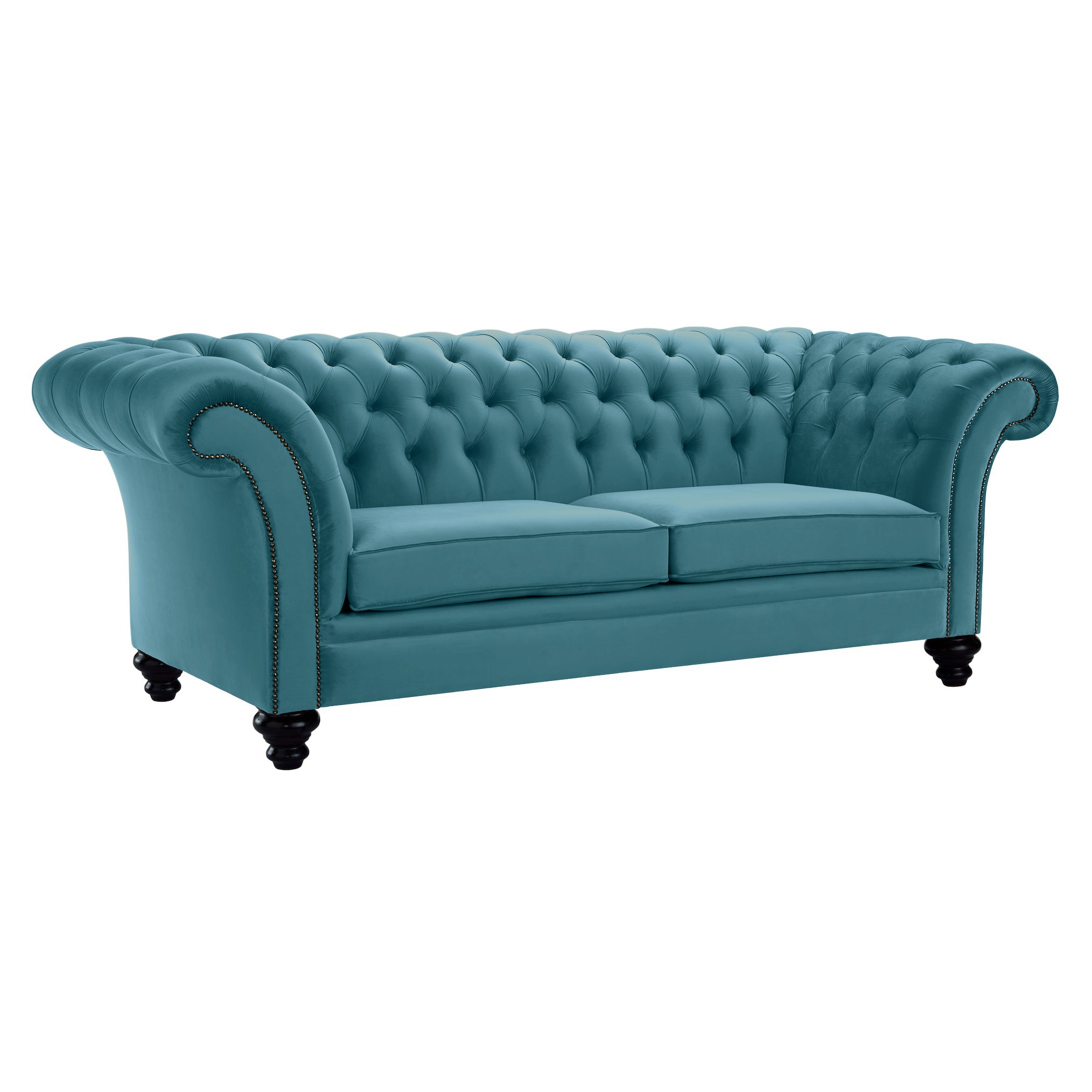 Milano Chesterfield Sofa Boutique Teal Velvet
