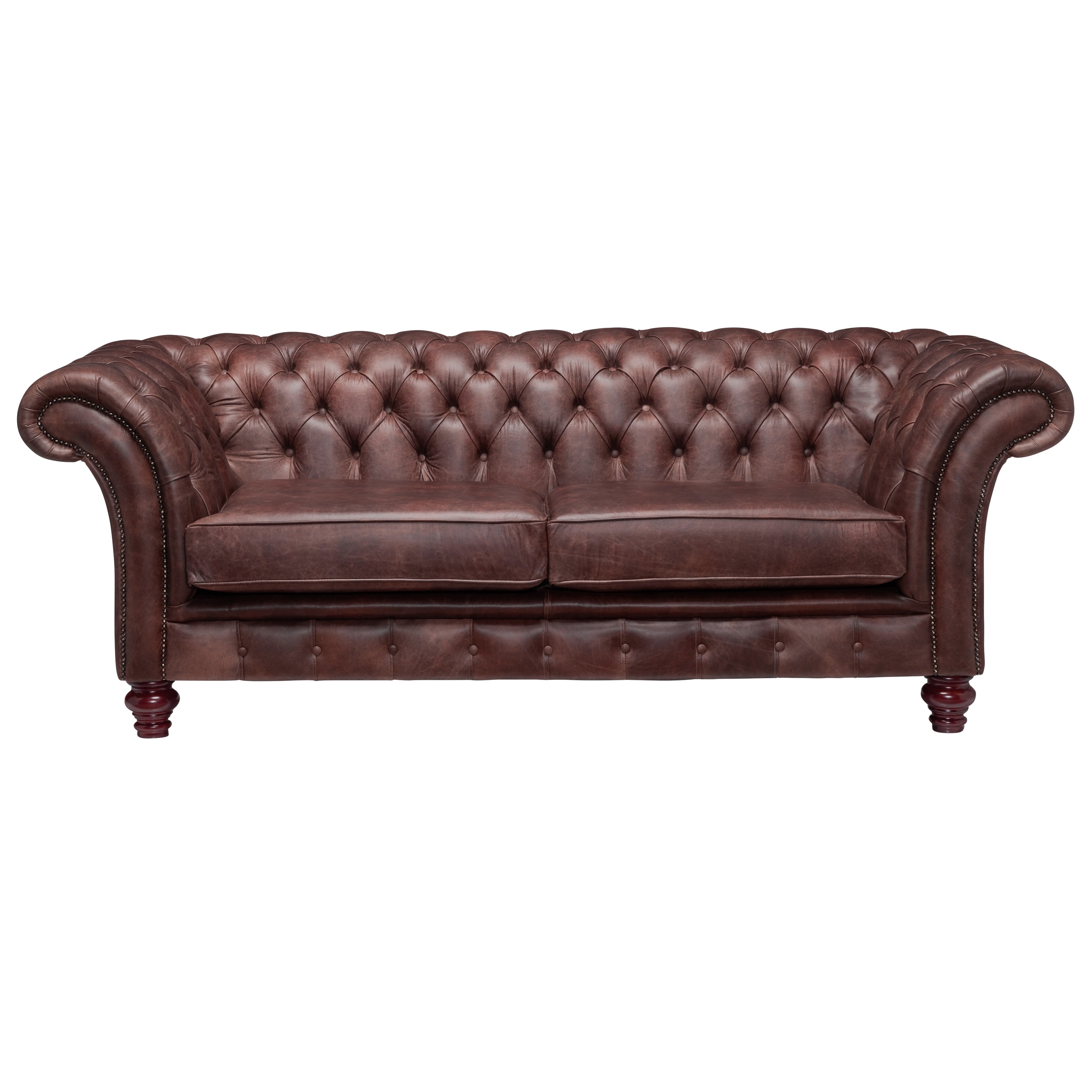 Milano Chesterfield Sofa Dune Claret Leather
