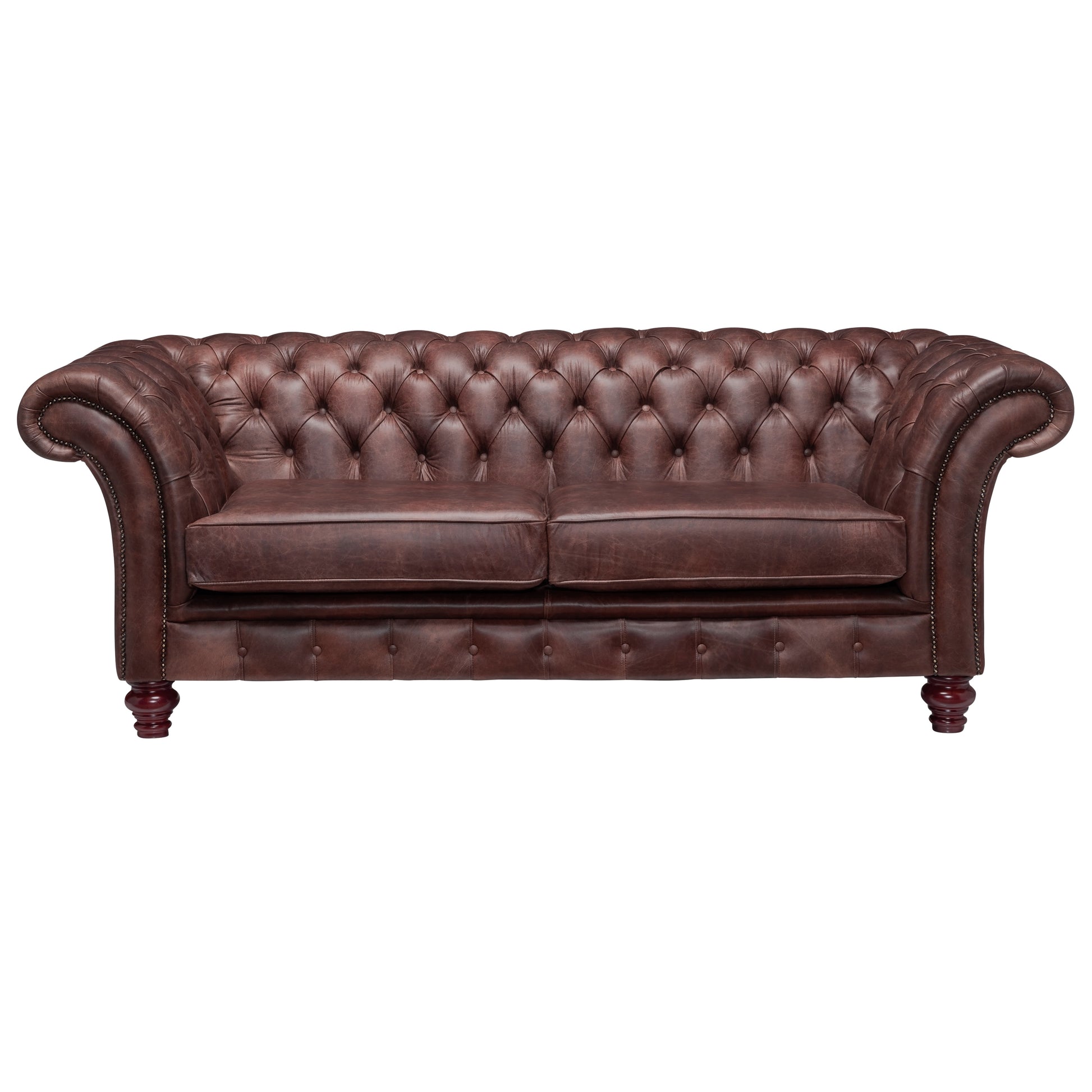 Milano Chesterfield Sofa Dune Claret Leather