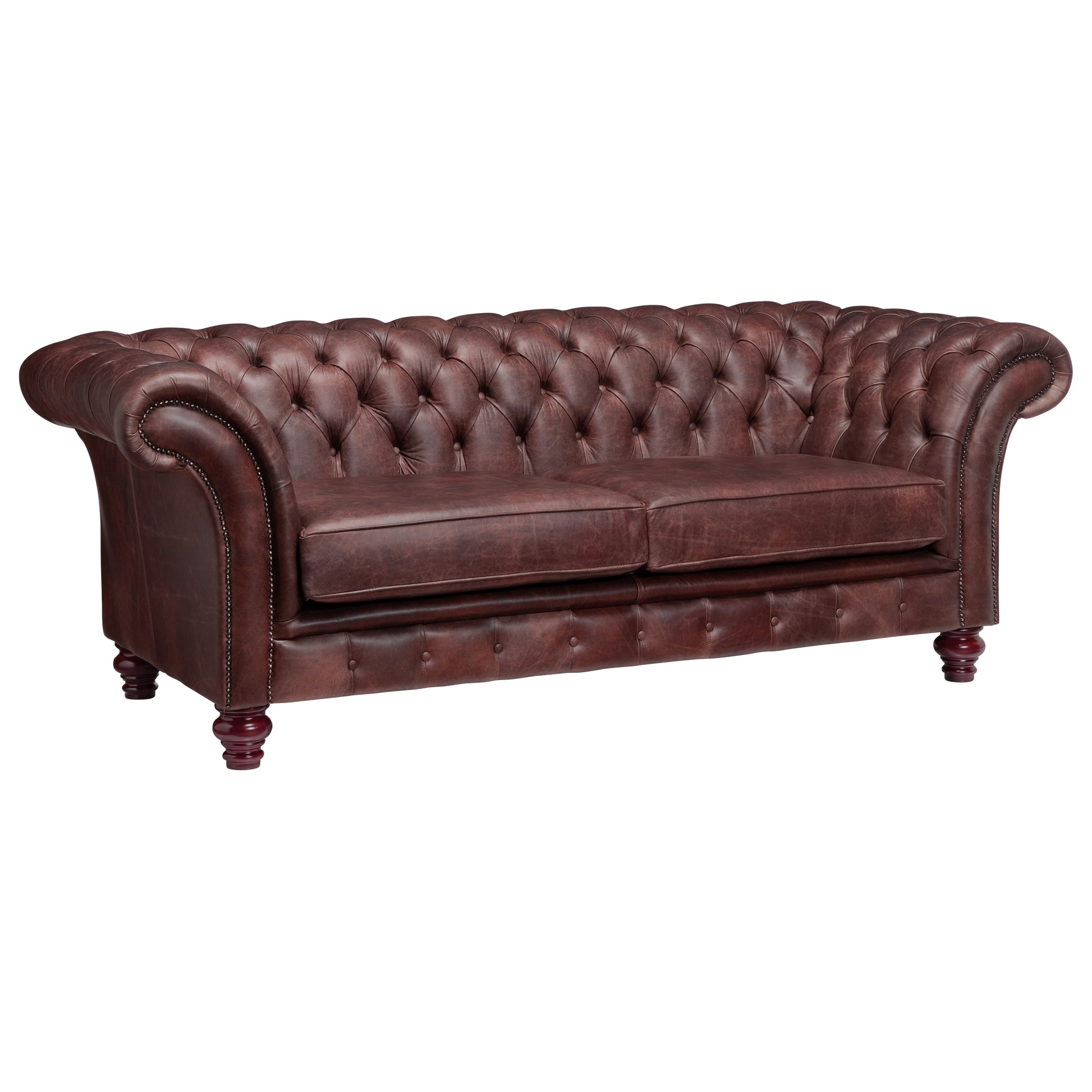 Milano Chesterfield Sofa Dune Claret Leather