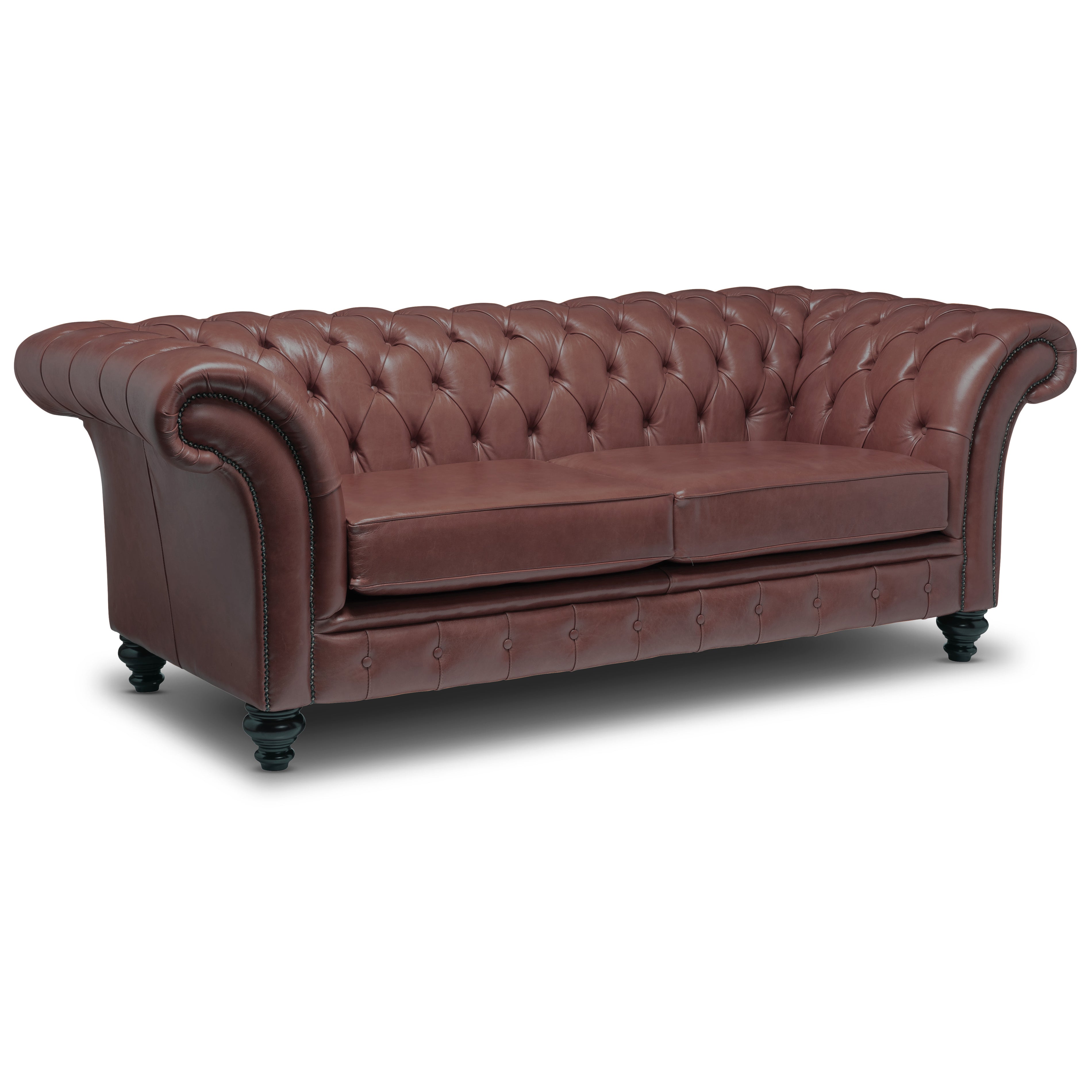 Milano Chesterfield Sofa Old English Ebony Leather
