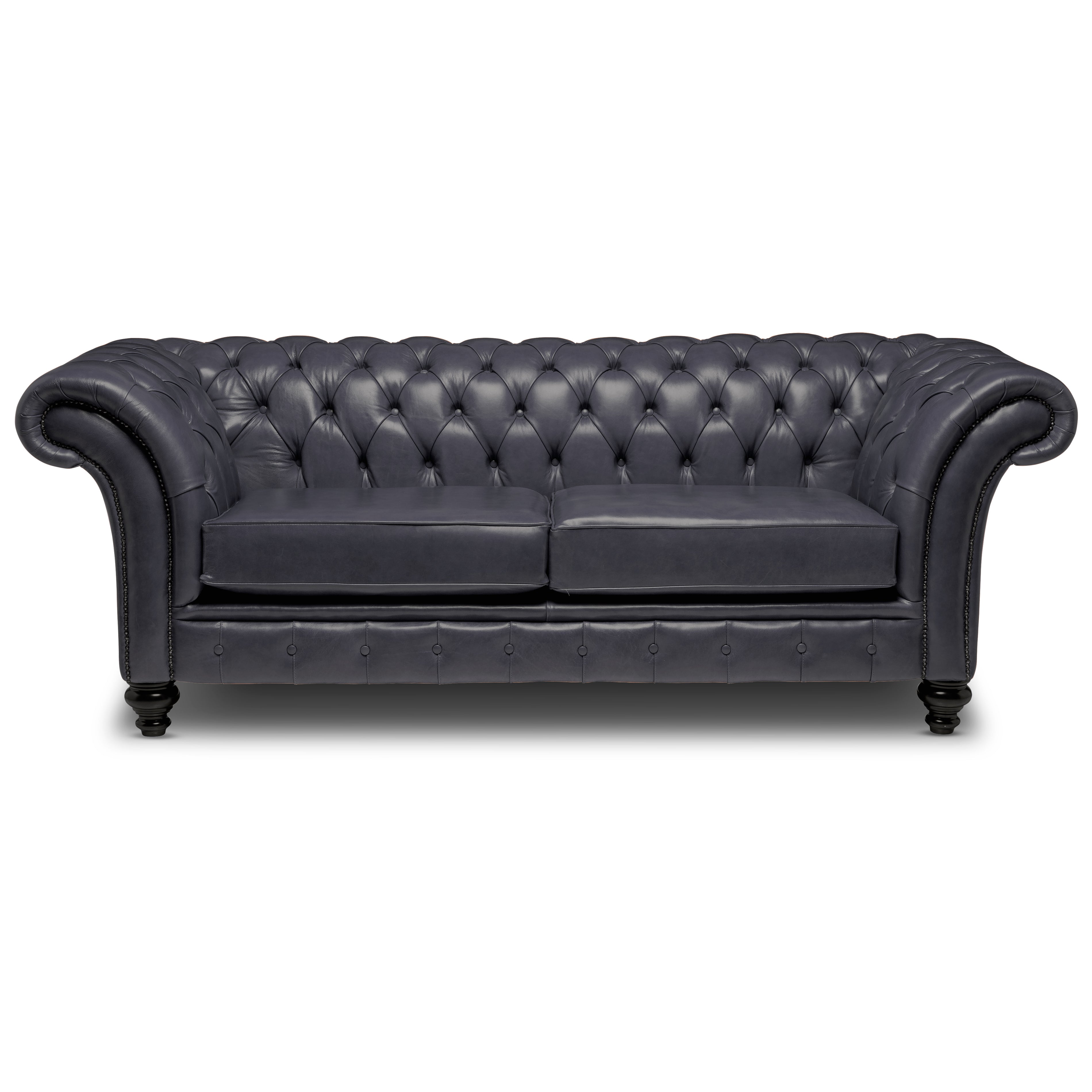 Milano Chesterfield Sofa Old English Onyx Leather