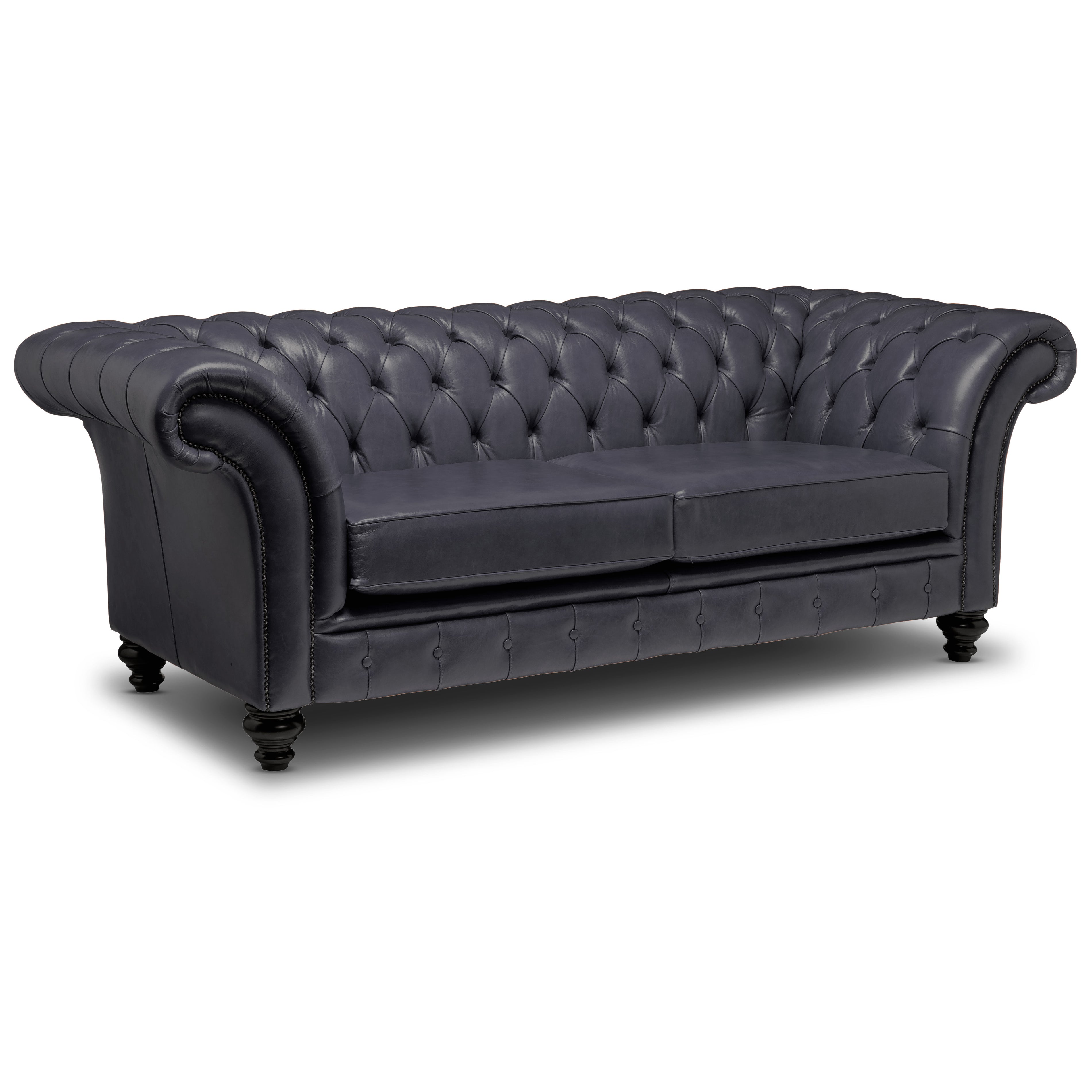 Milano Chesterfield Sofa Old English Onyx Leather