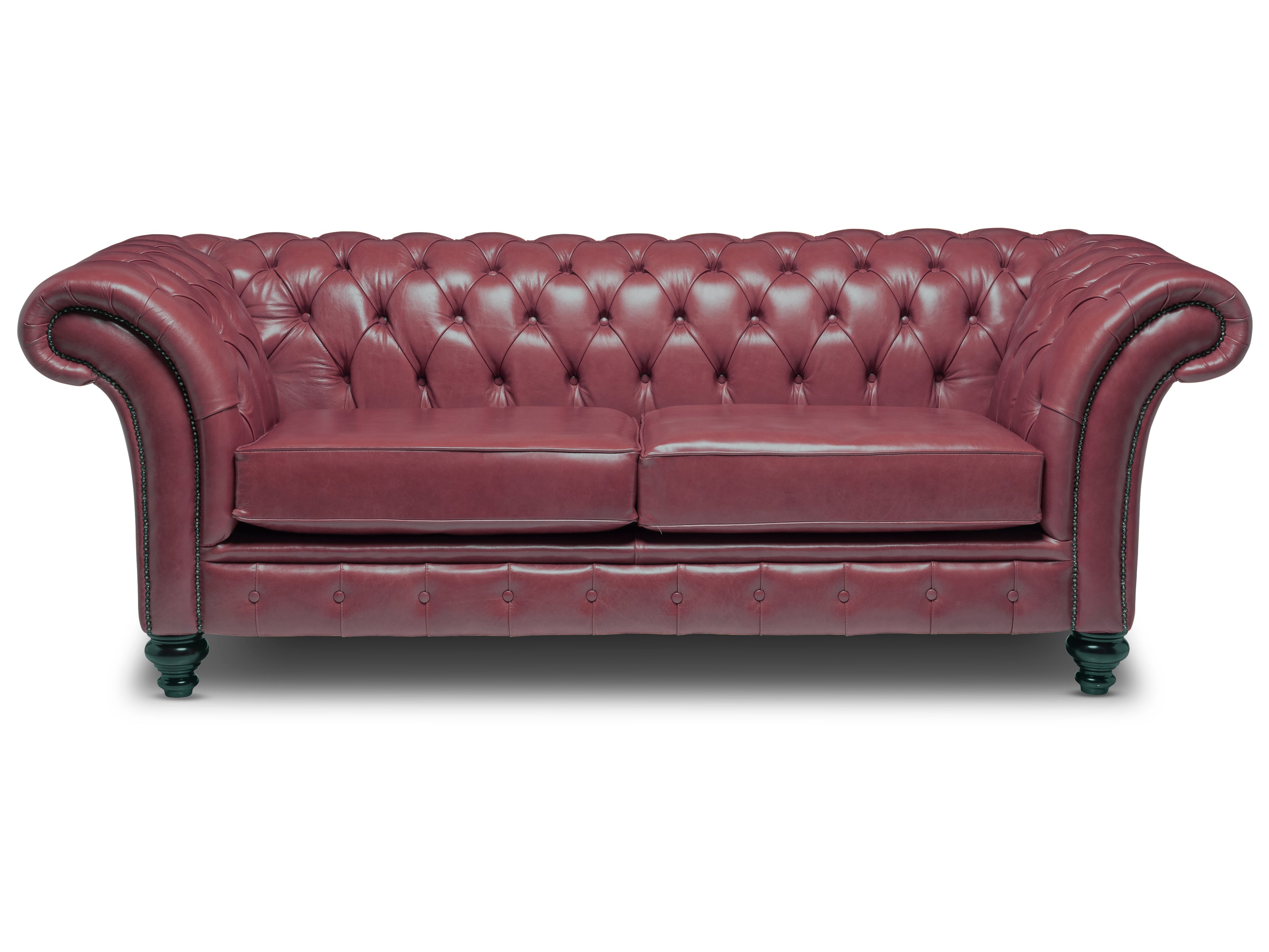 Milano Chesterfield Sofa Old English Ruby Leather