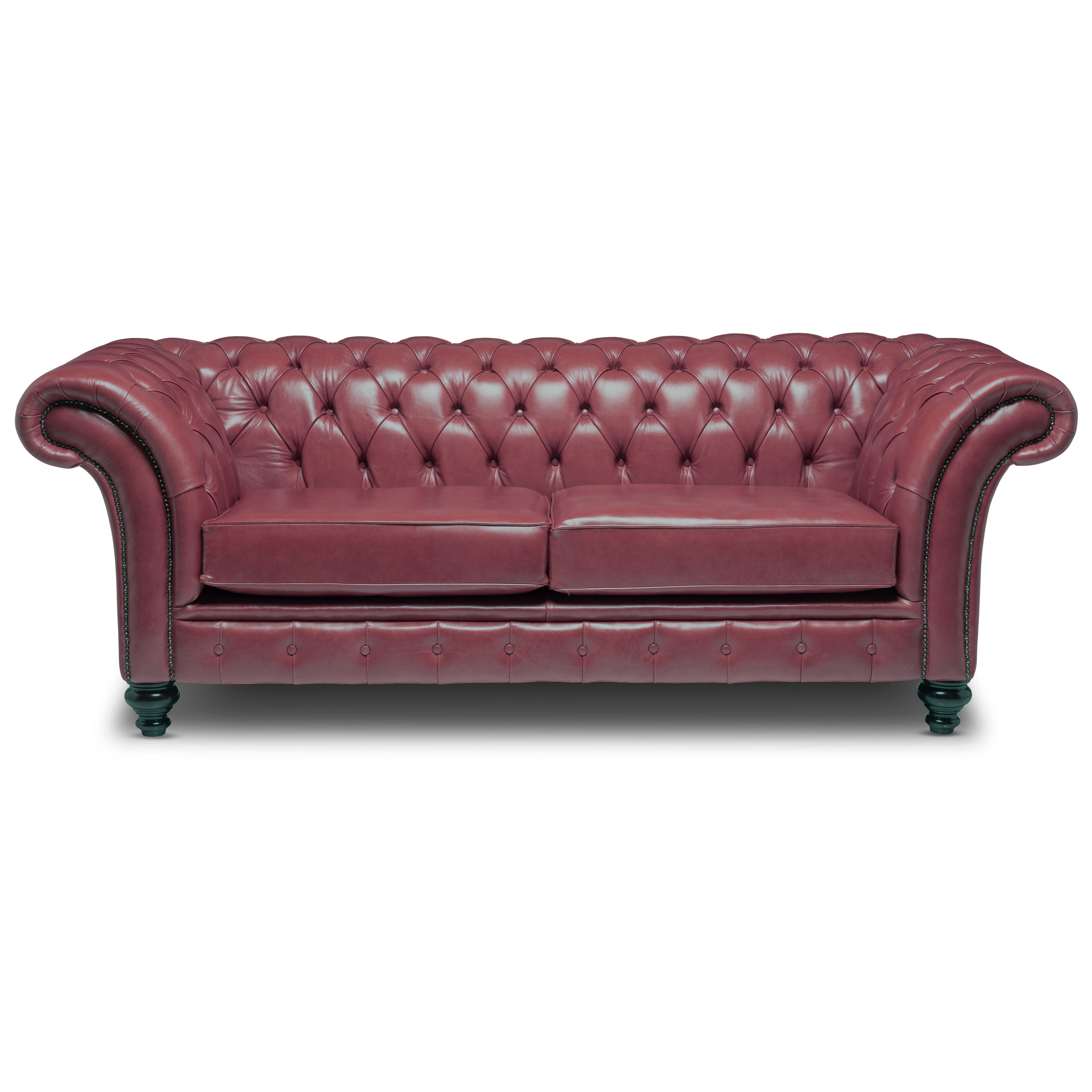 Milano Chesterfield Sofa Old English Ruby Leather