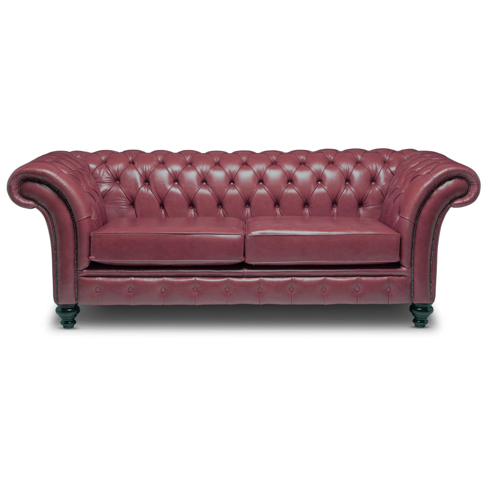 Milano Chesterfield Sofa Old English Ruby Leather