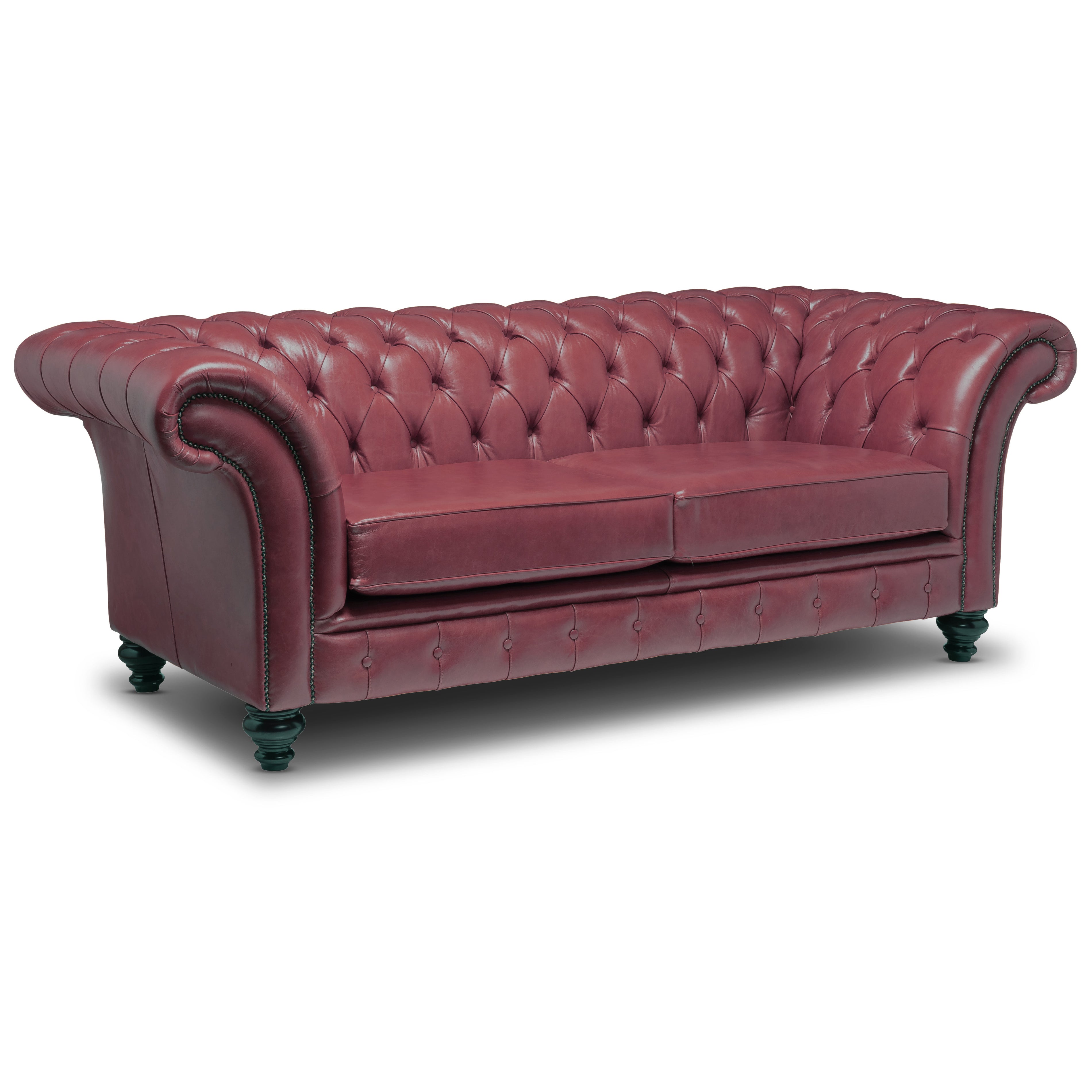 Milano Chesterfield Sofa Old English Ruby Leather