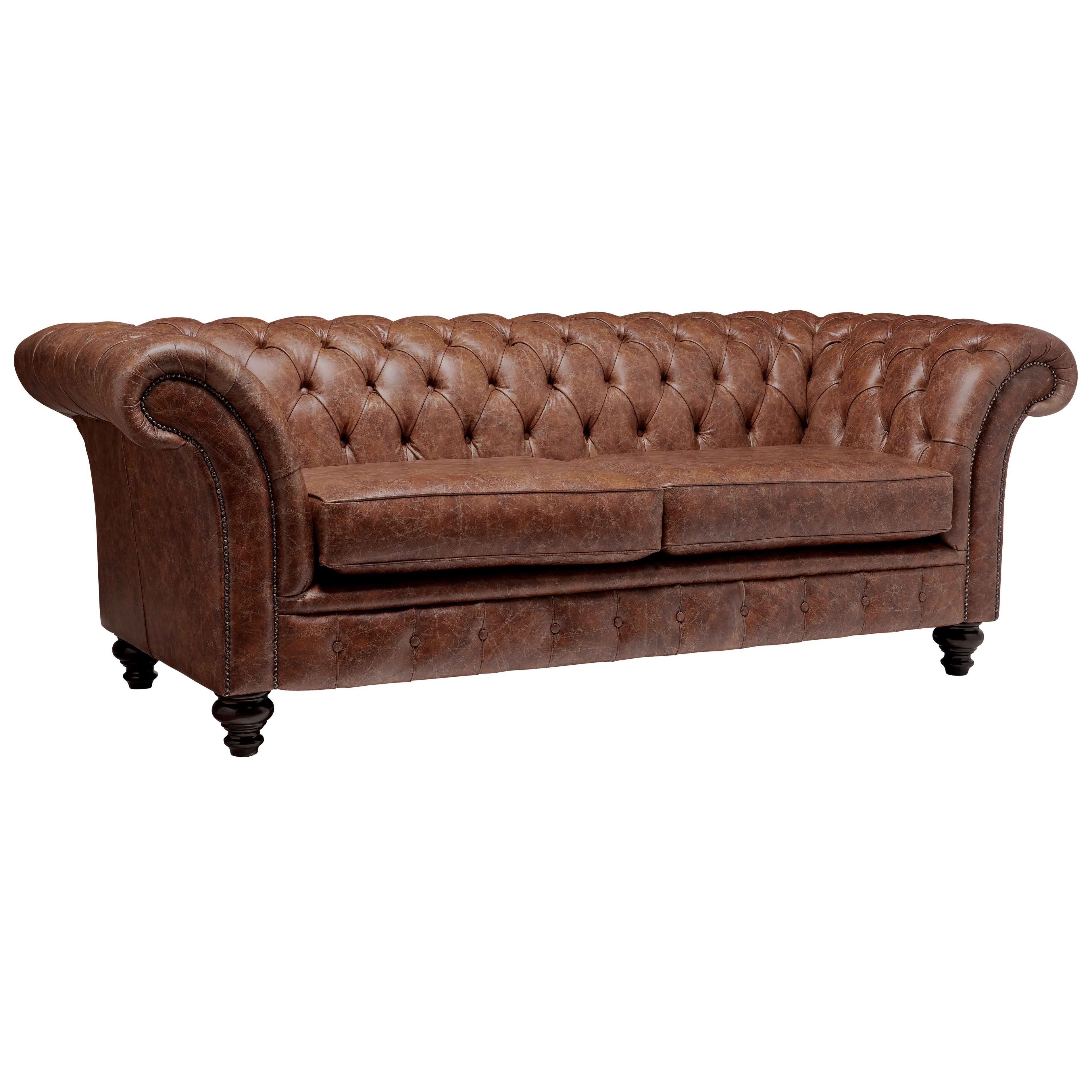Milano Chesterfield Sofa Vintage Chestnut Leather