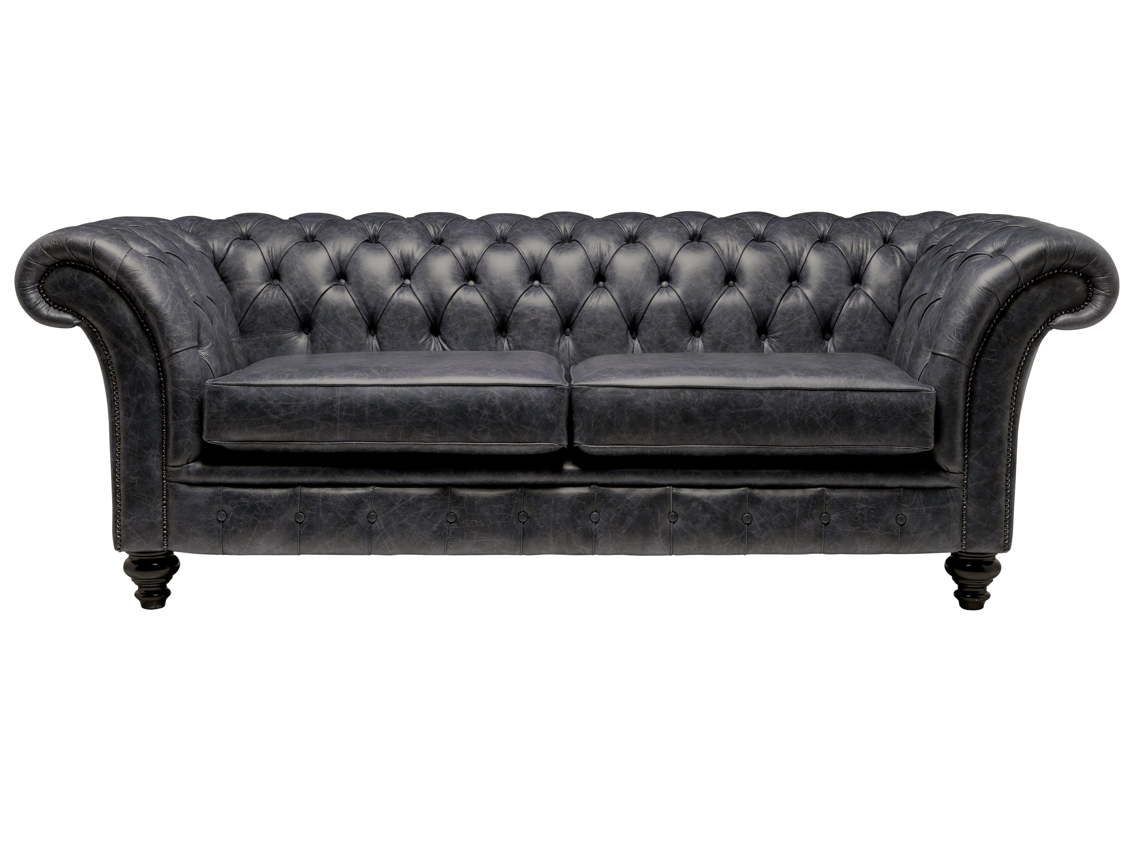 Milano Chesterfield Sofa Vintage Coal Leather