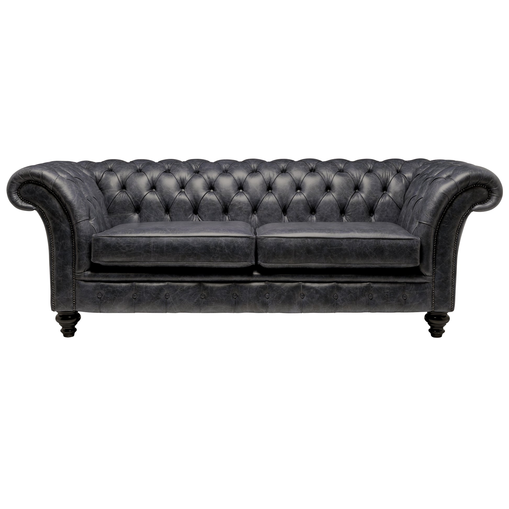Milano Chesterfield Sofa Vintage Coal Leather