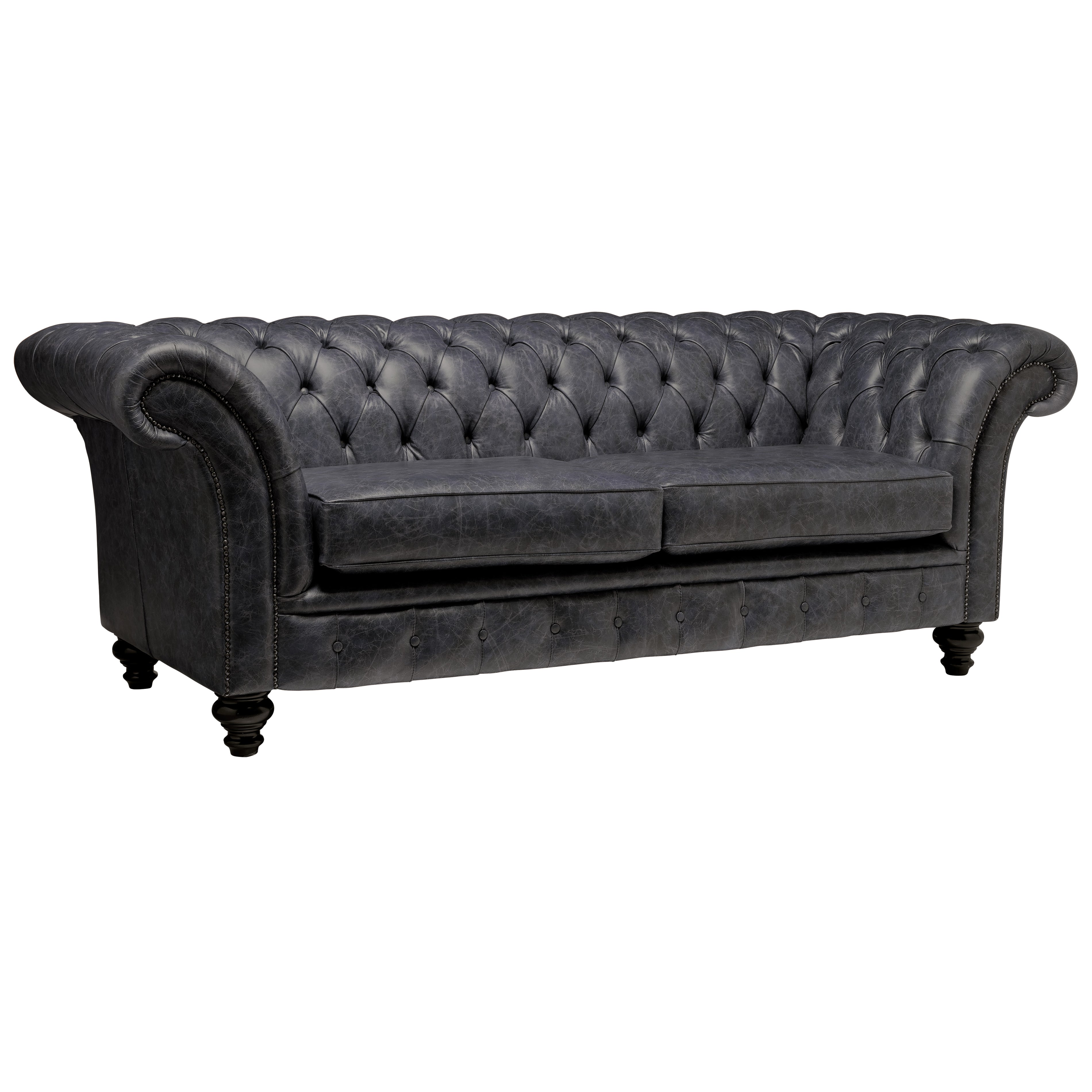Milano Chesterfield Sofa Vintage Coal Leather