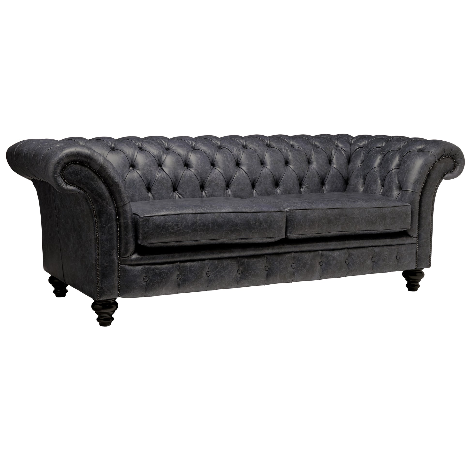 Milano Chesterfield Sofa Vintage Coal Leather