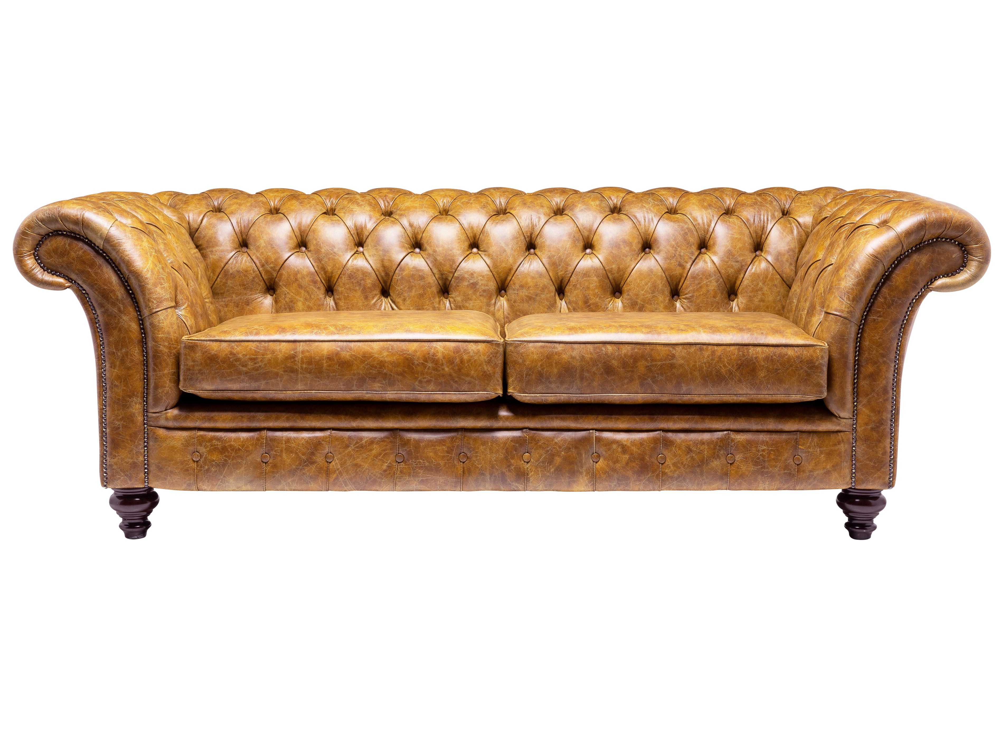 Milano Chesterfield Sofa Vintage Mustard Leather