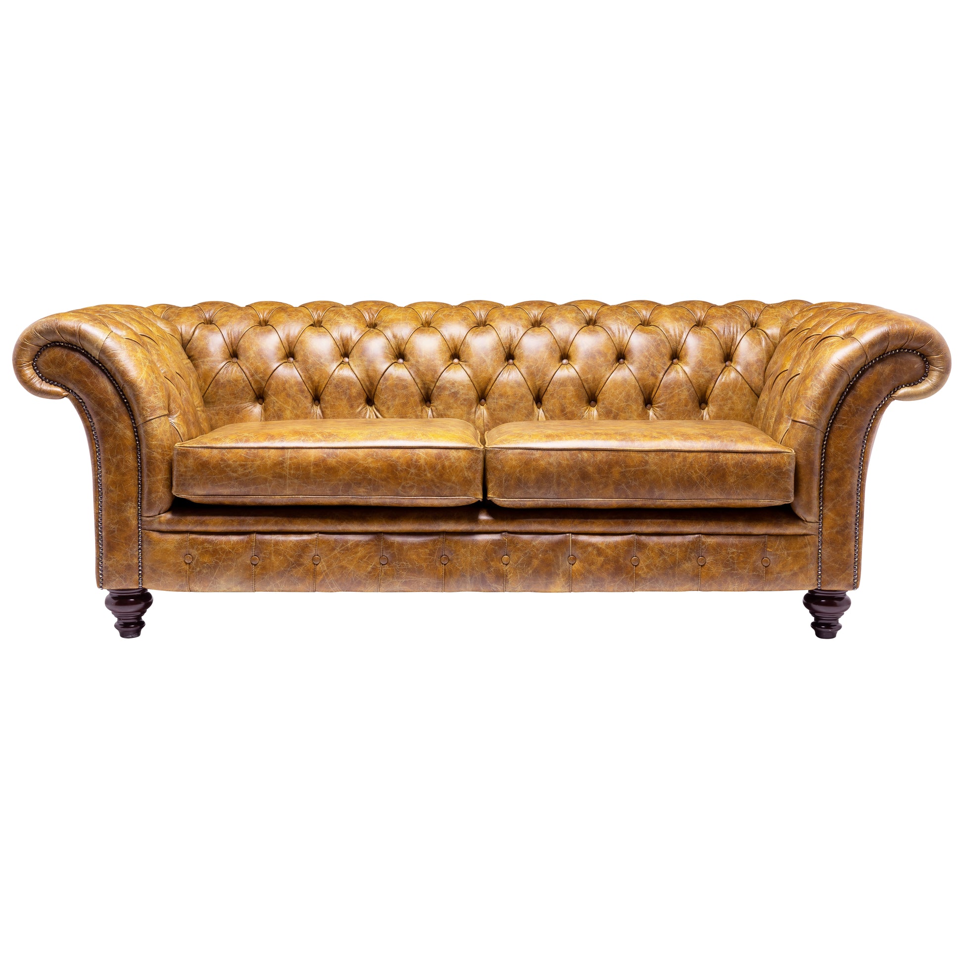 Milano Chesterfield Sofa Vintage Mustard Leather