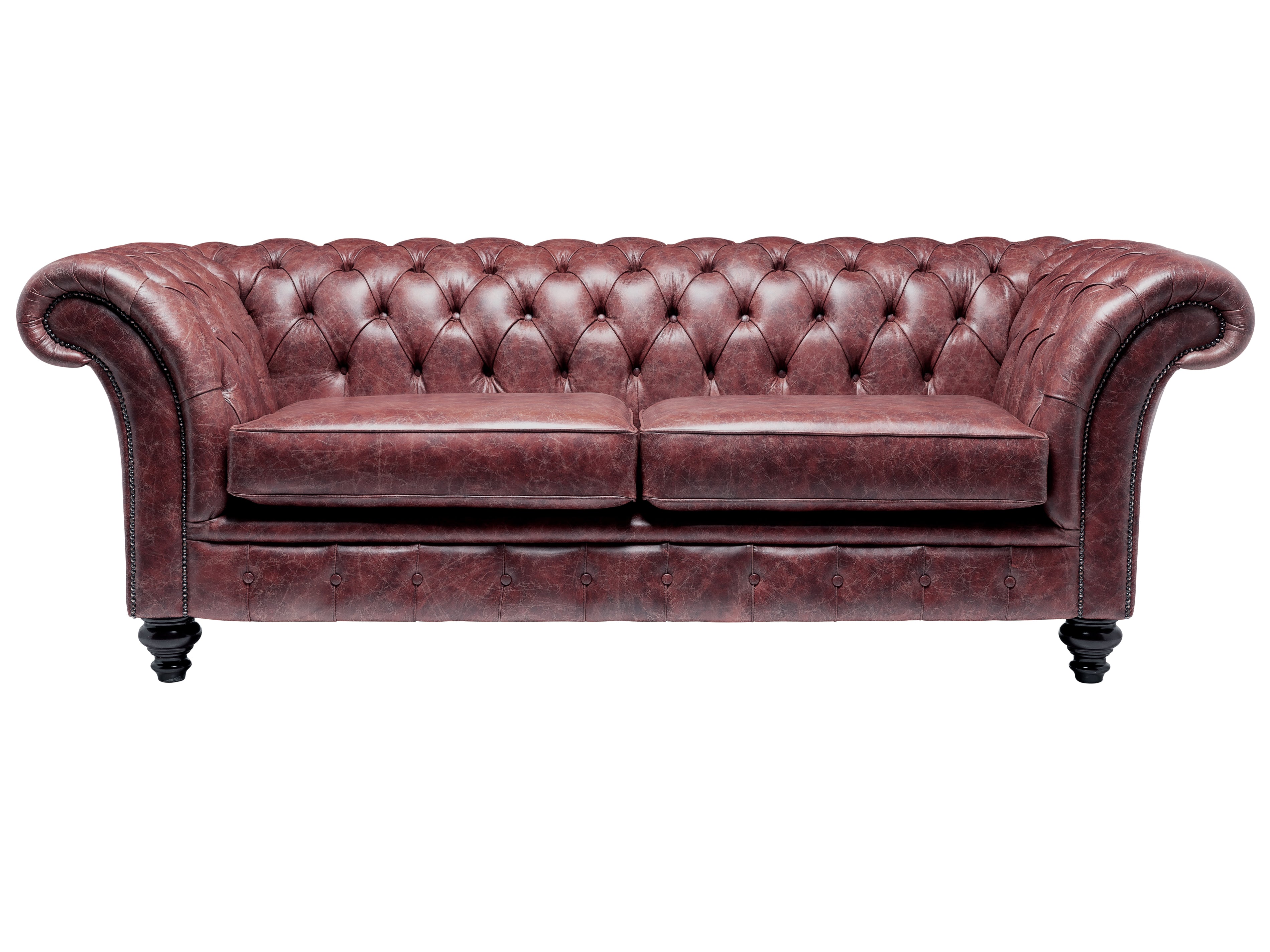 Milano Chesterfield Sofa Vintage Oxblood Leather