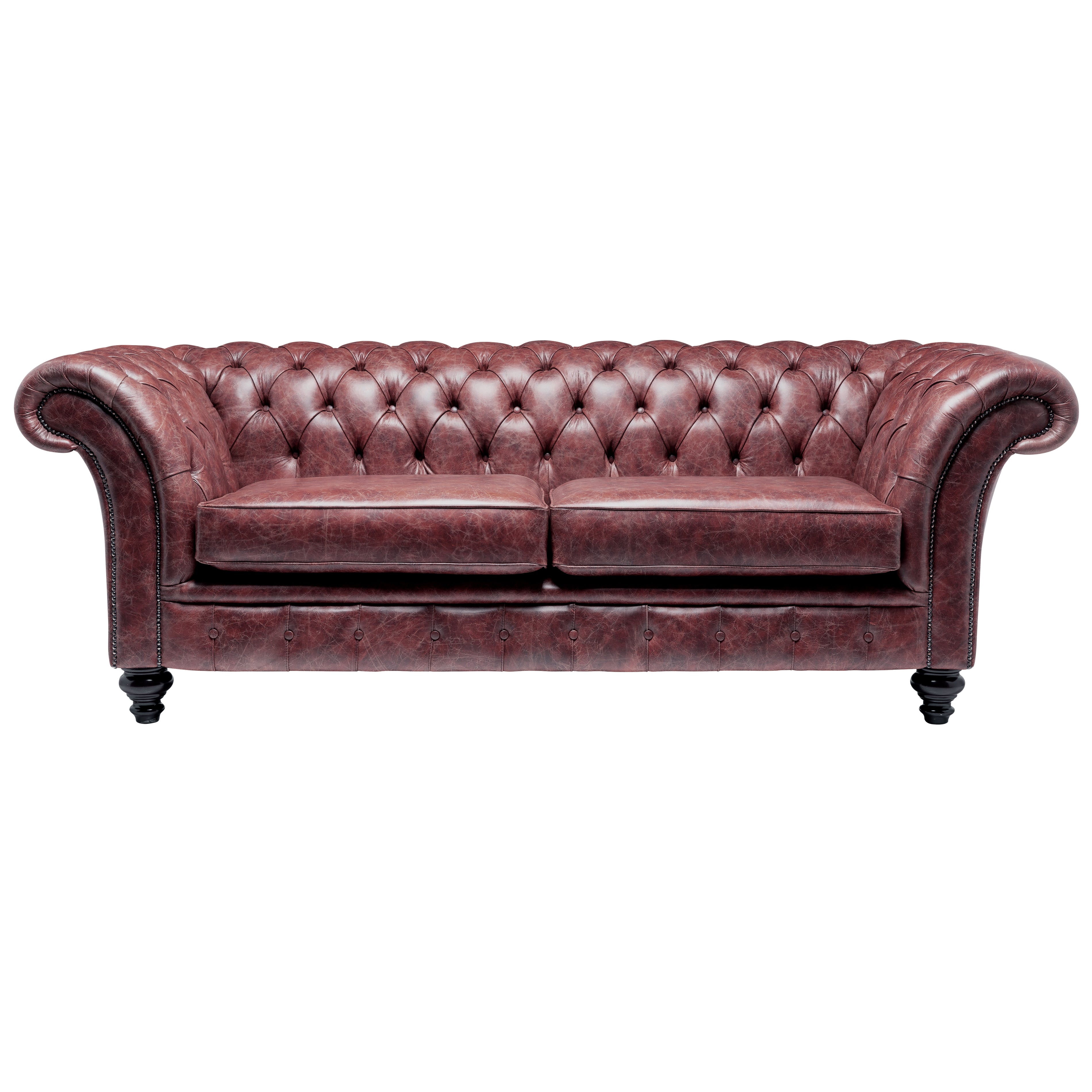 Milano Chesterfield Sofa Vintage Oxblood Leather