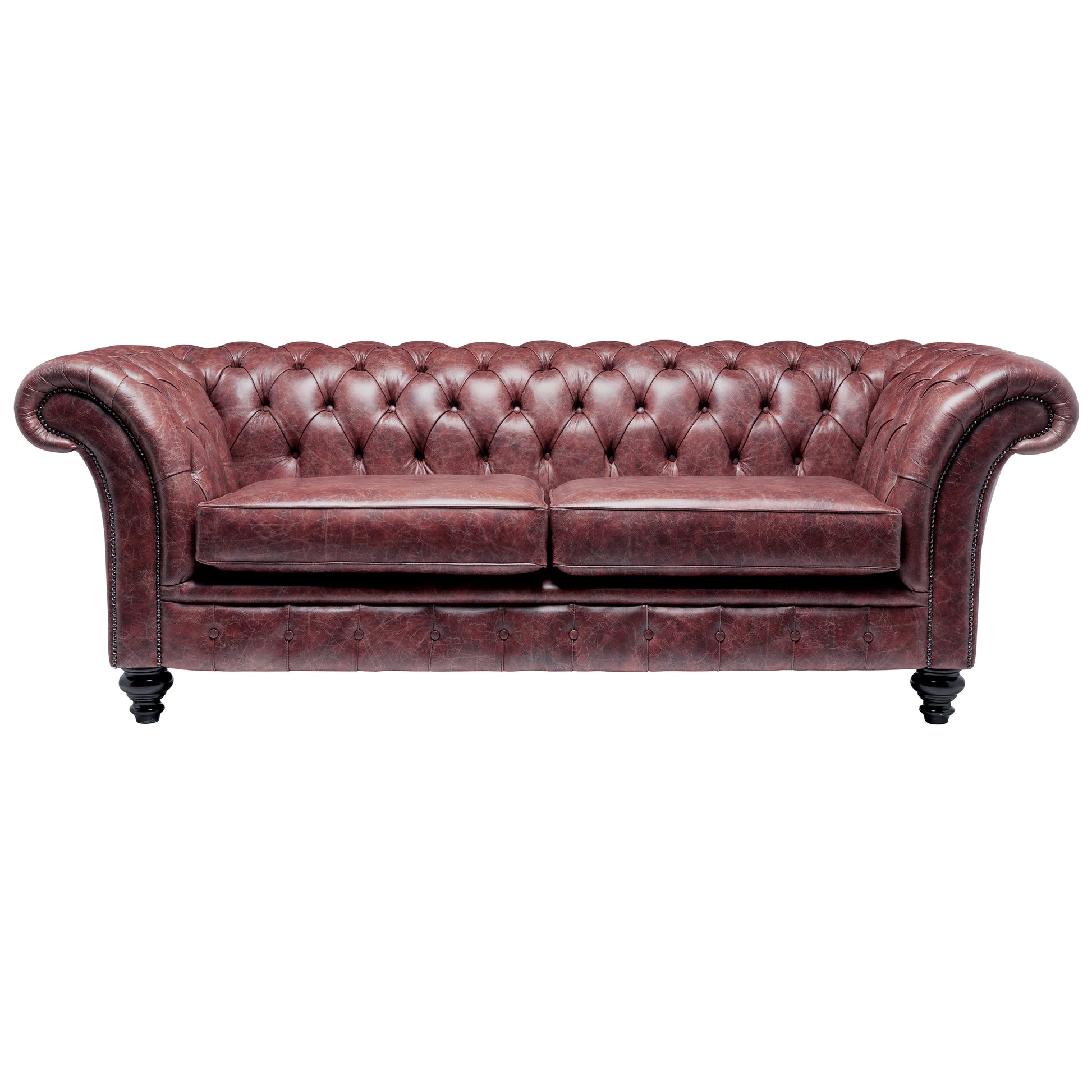 Milano Chesterfield Sofa Vintage Oxblood Leather