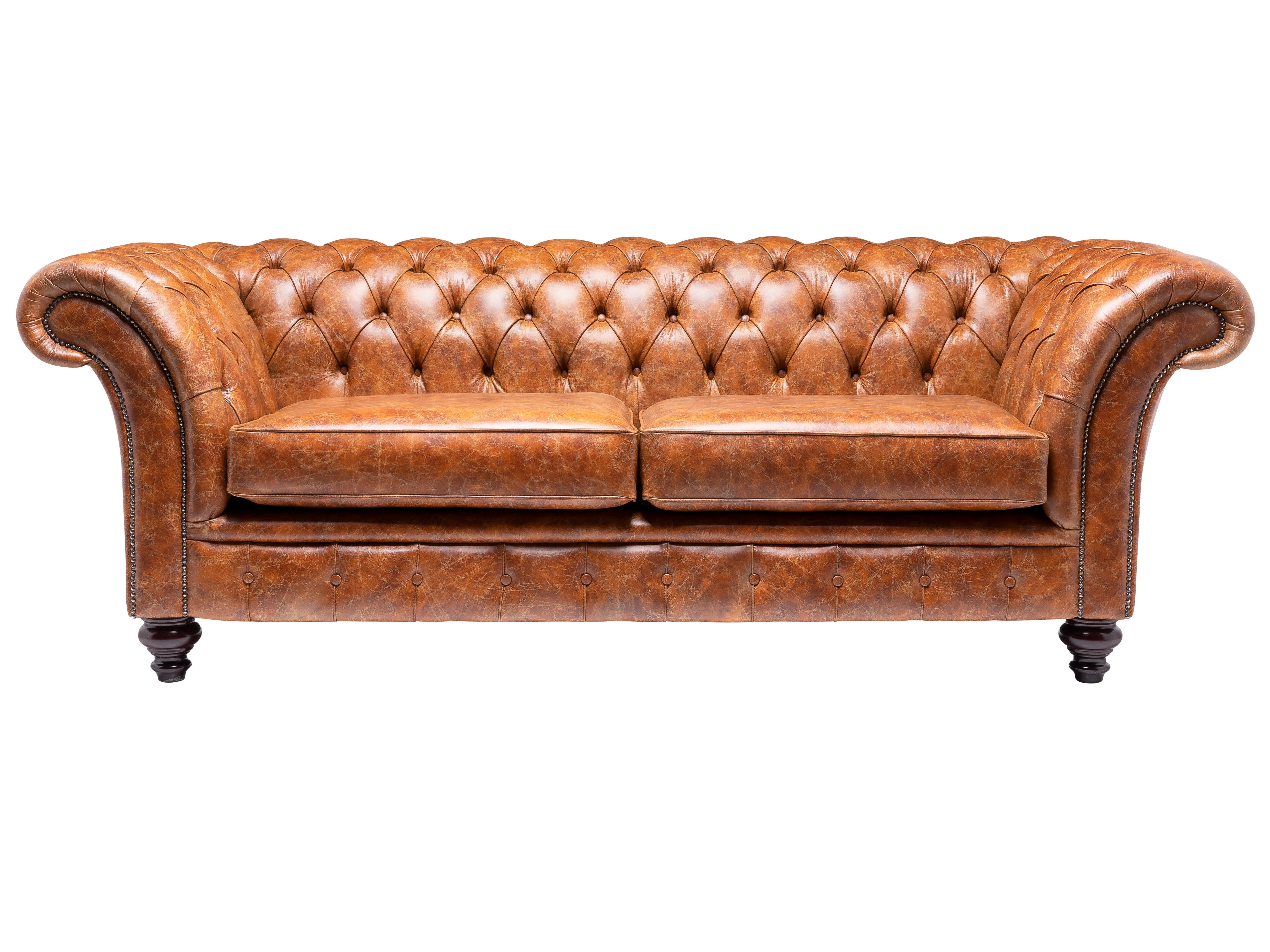 Milano Chesterfield Sofa Vintage Tan Leather