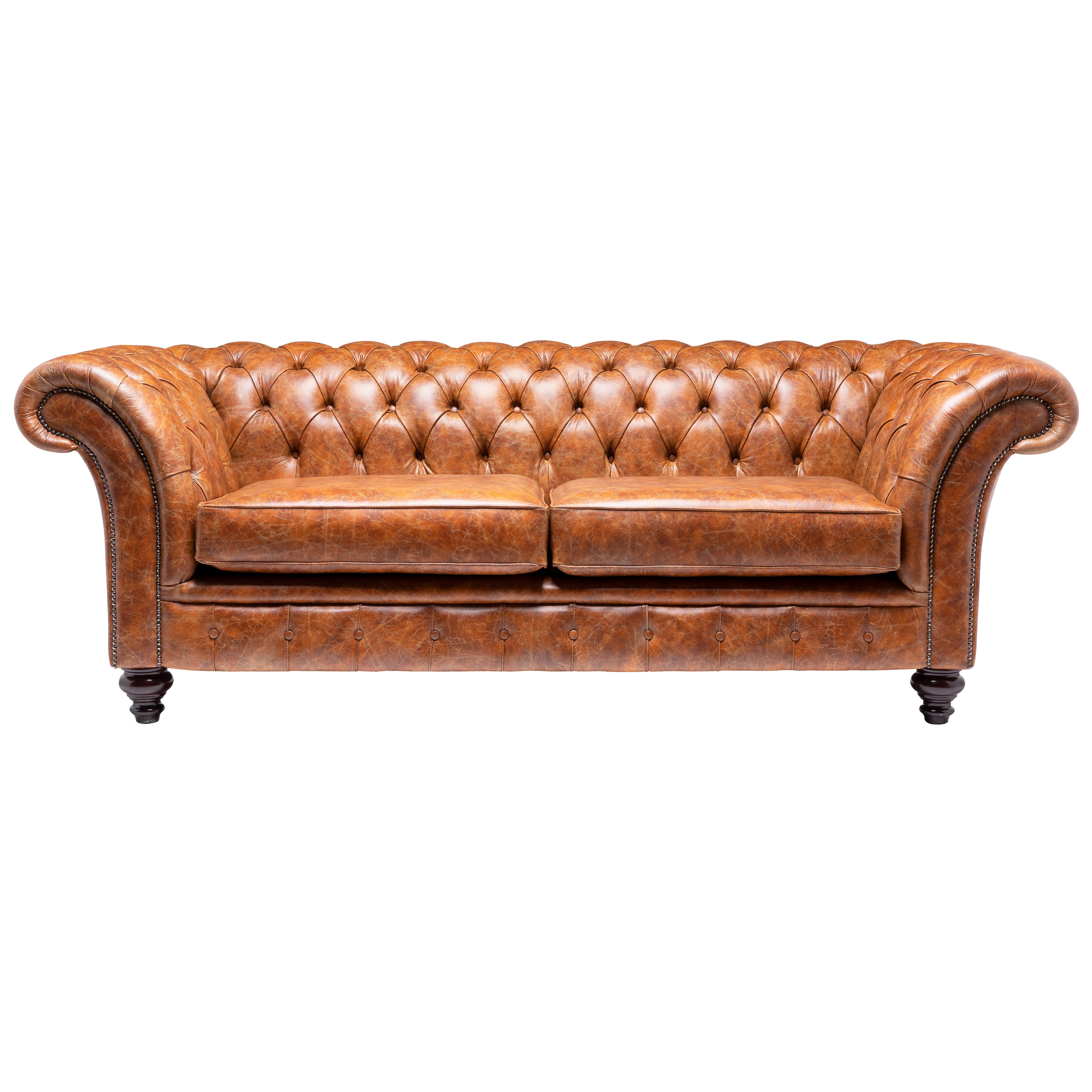 Milano Chesterfield Sofa Vintage Tan Leather