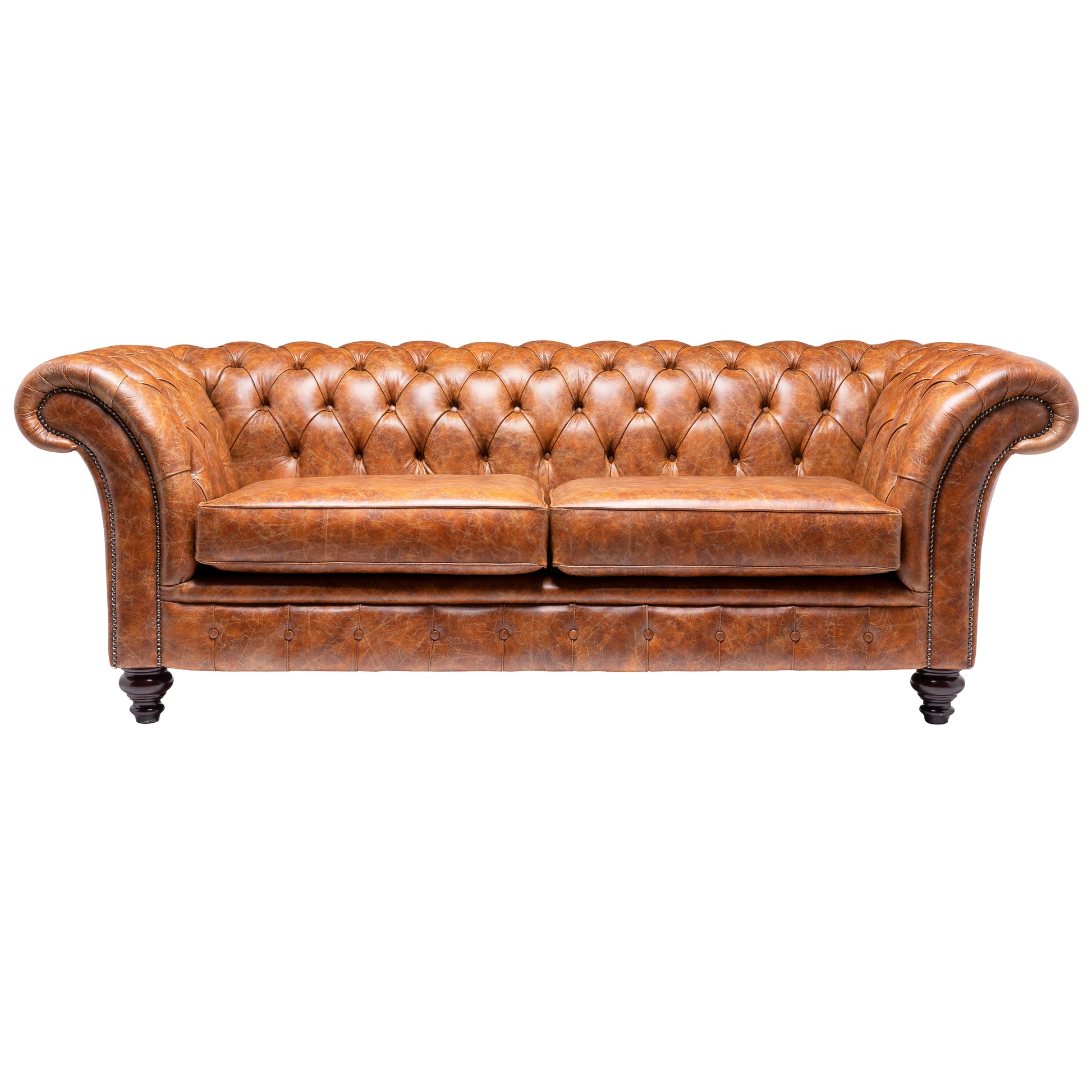 Milano Chesterfield Sofa Vintage Tan Leather