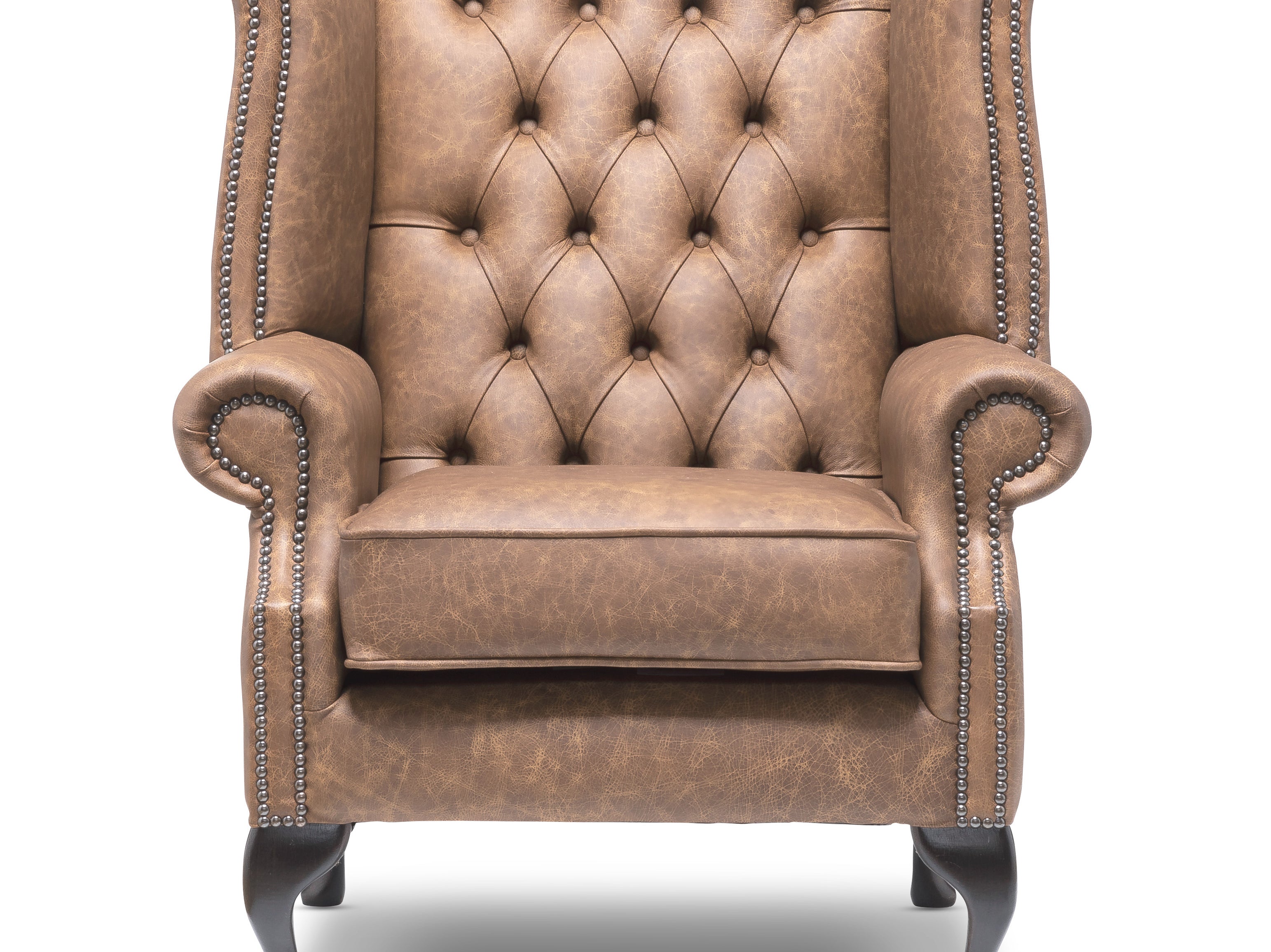 Queen Anne Chesterfield Armchair Apache Ash Leather
