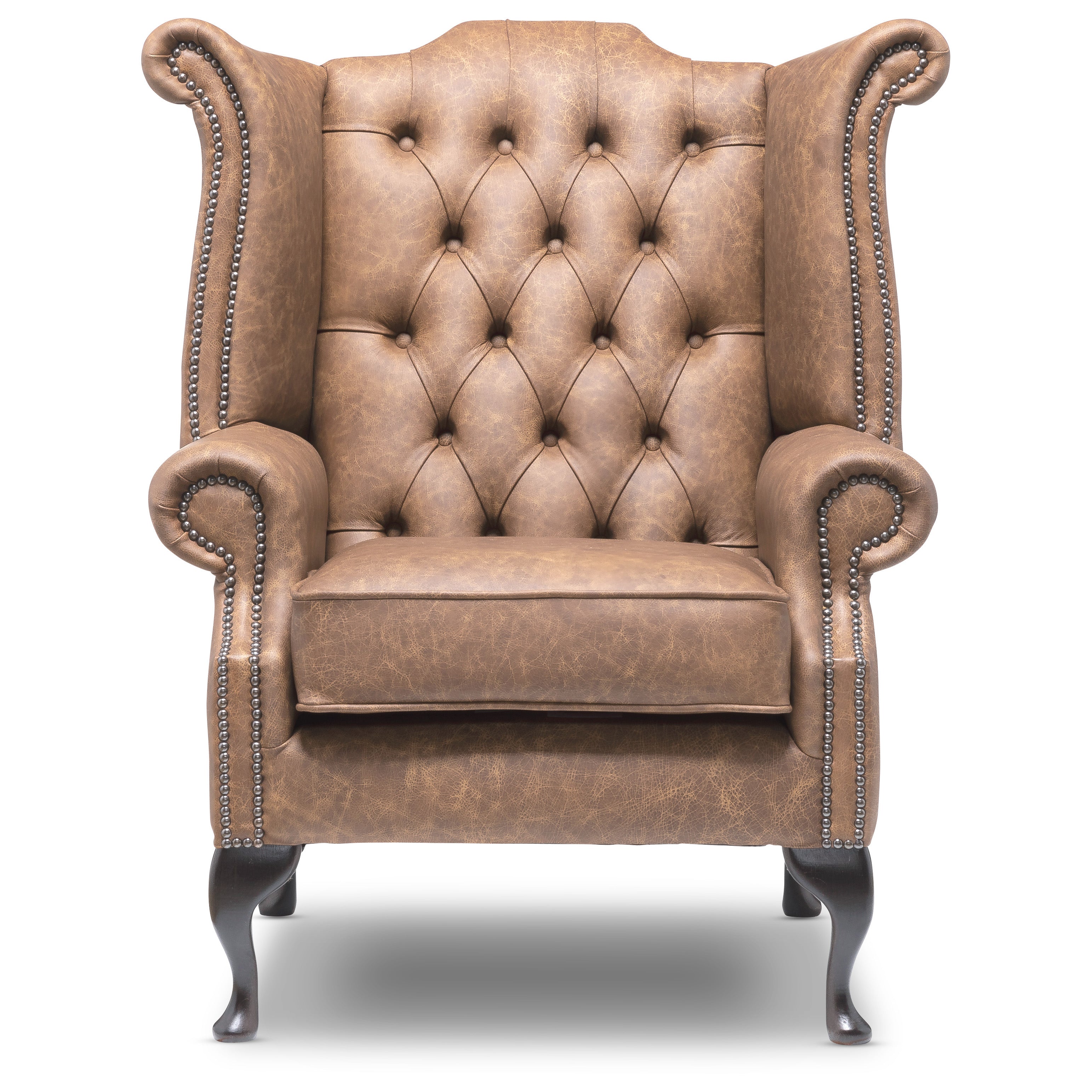 Queen Anne Chesterfield Armchair Apache Ash Leather